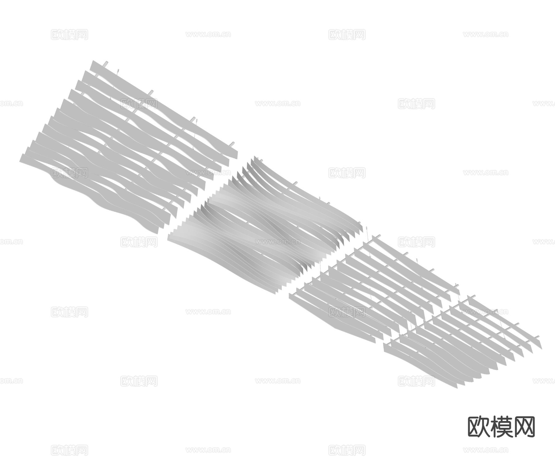 弧形吊顶 格栅吊顶 天花su模型