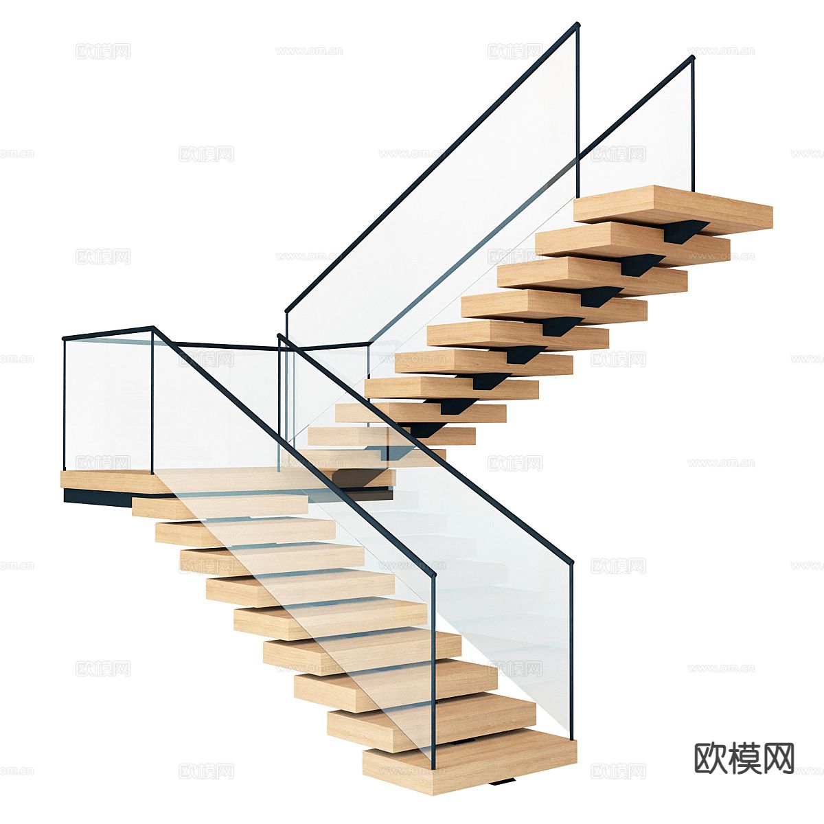 扶手楼梯 悬空楼梯su模型