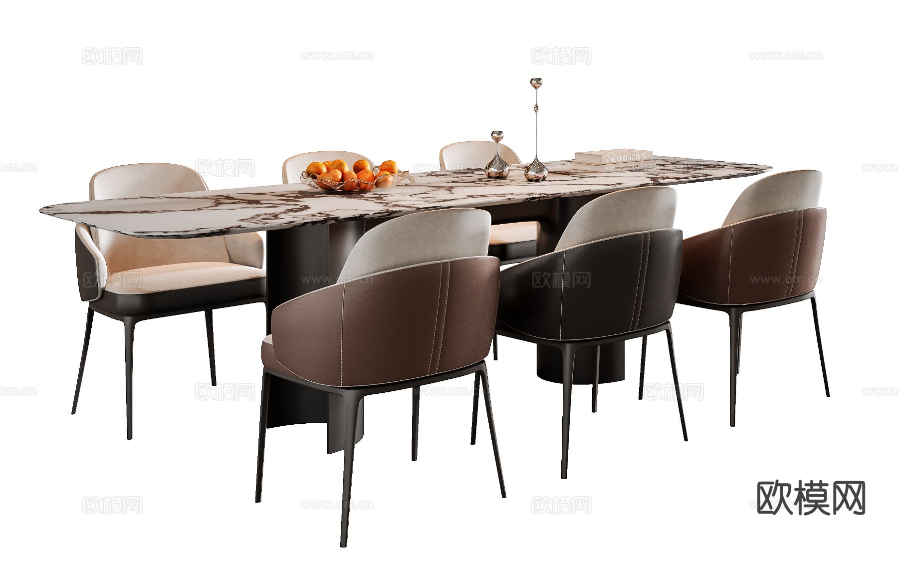 意式餐桌椅3d模型