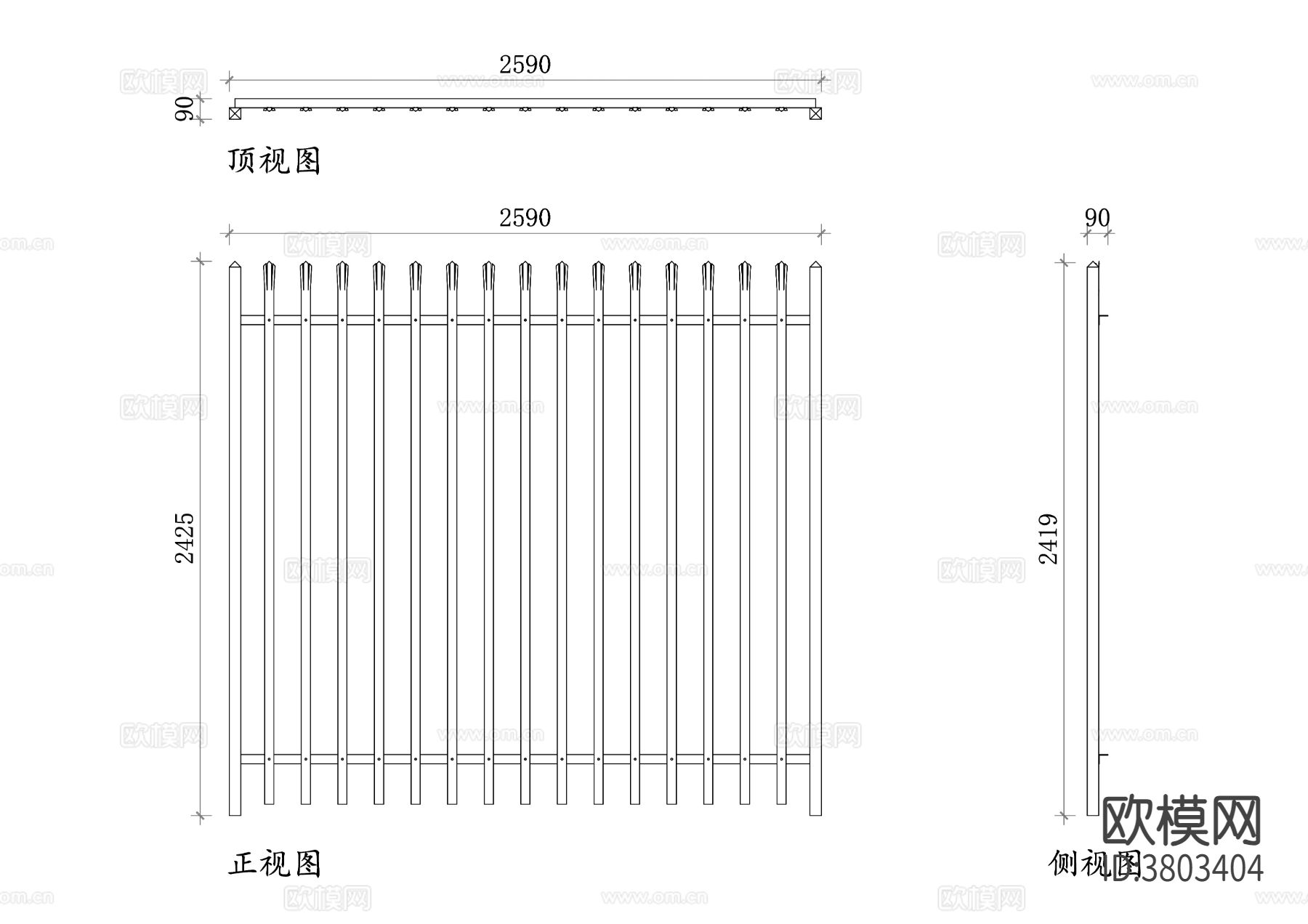 庭院栅栏平面图 庭院栅栏结构图 庭院栅栏设计图 庭院栅栏布局cad大样图