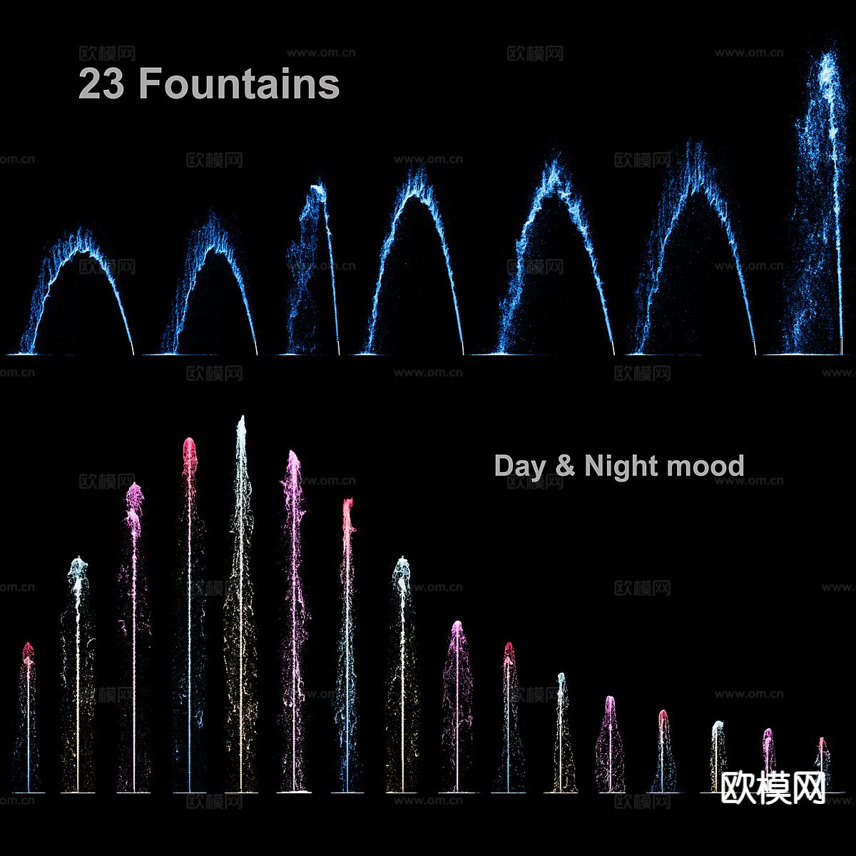 喷泉景观 彩色喷泉 广场喷泉 水花3d模型