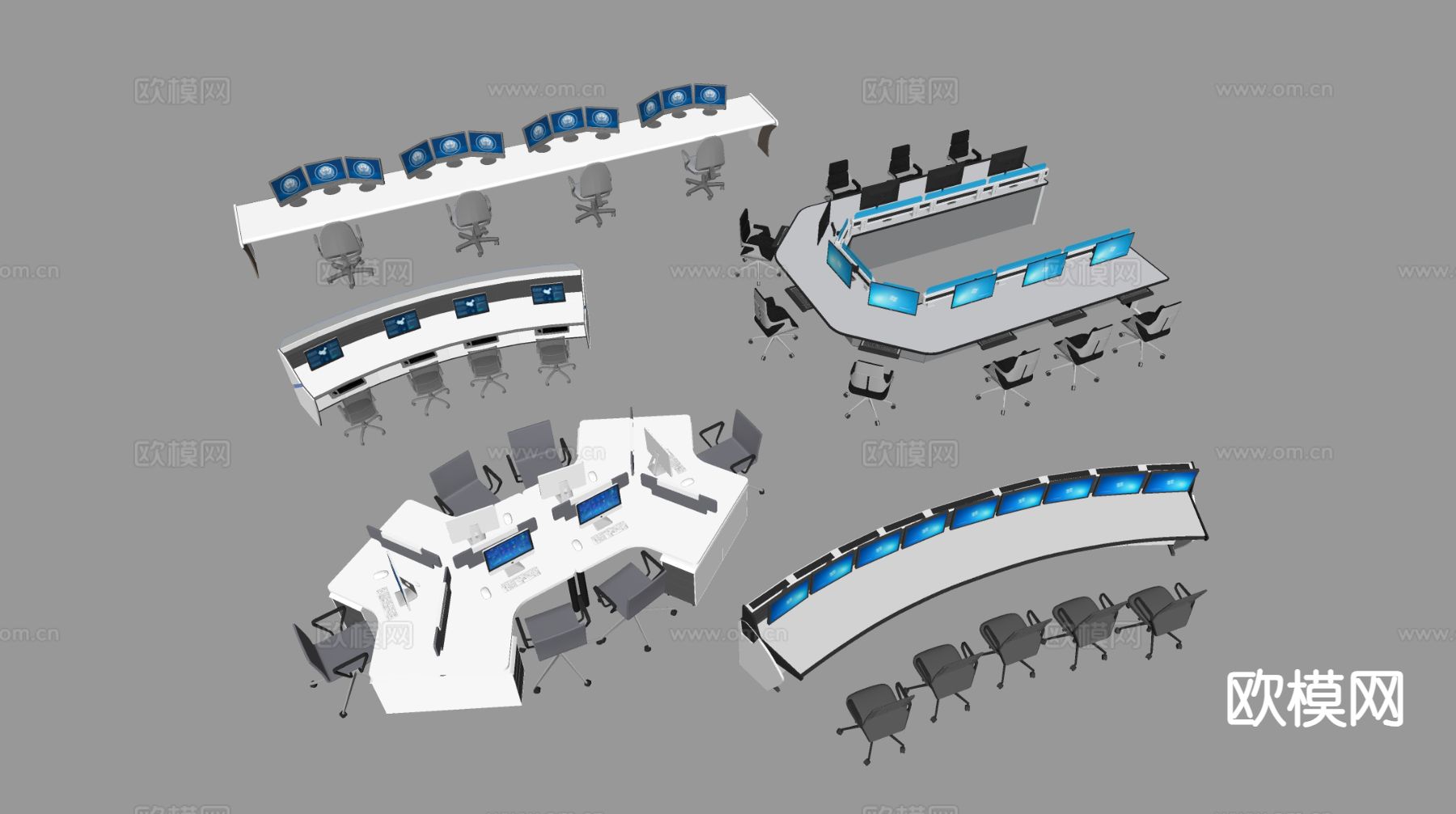 现代工作台 调度桌 指挥桌su模型