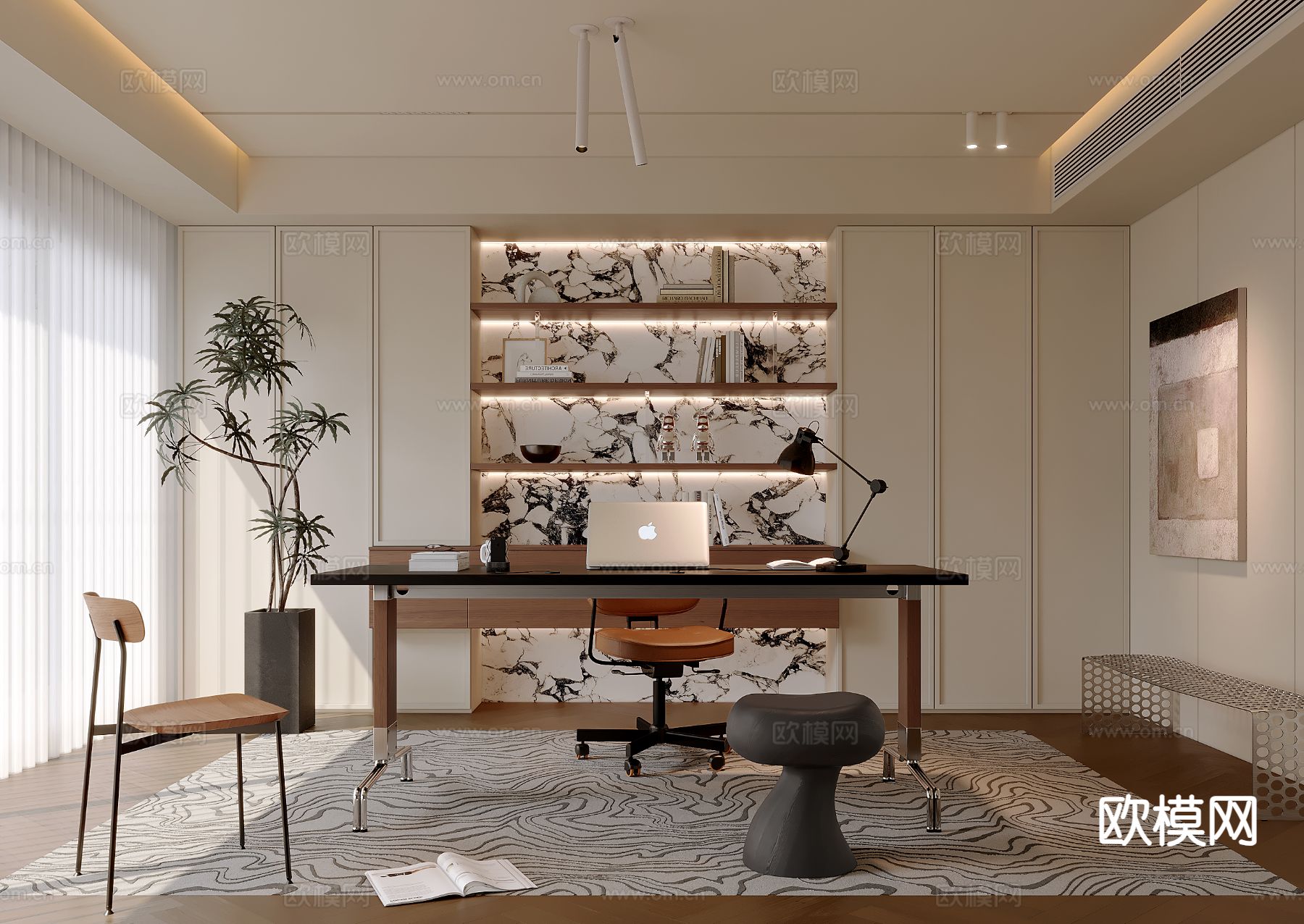 中古风书房3d模型下载