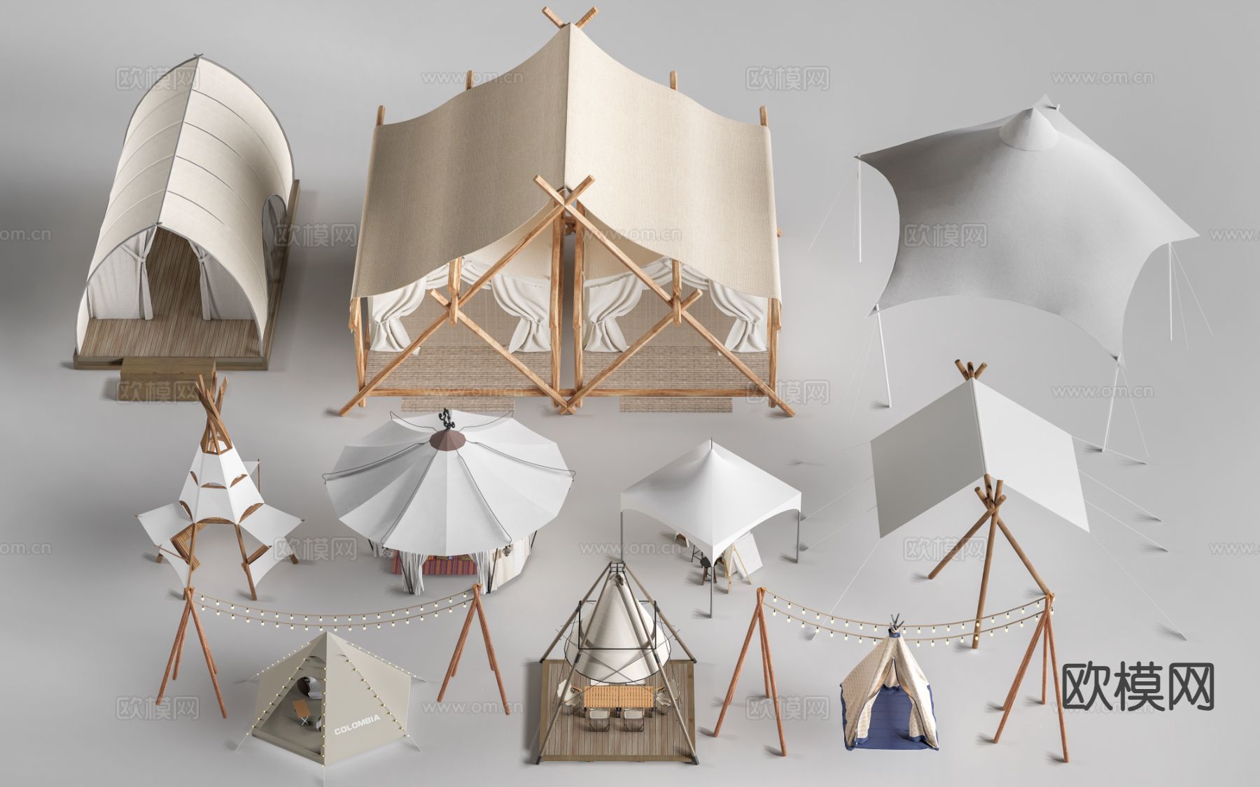 露营帐篷 天幕 张拉膜su模型下载（渲染图2）