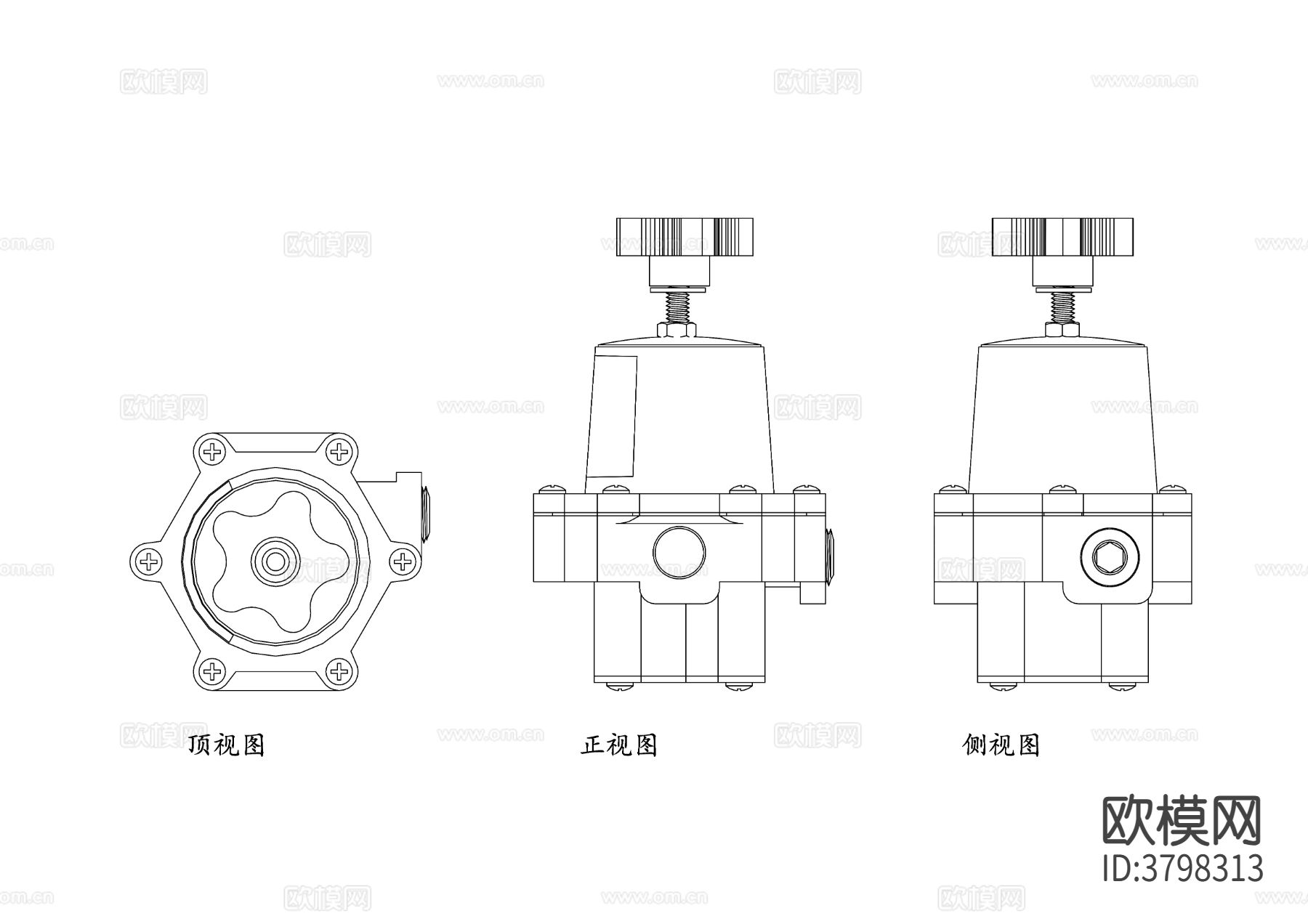 高压气体调节器平面图 调节器结构图