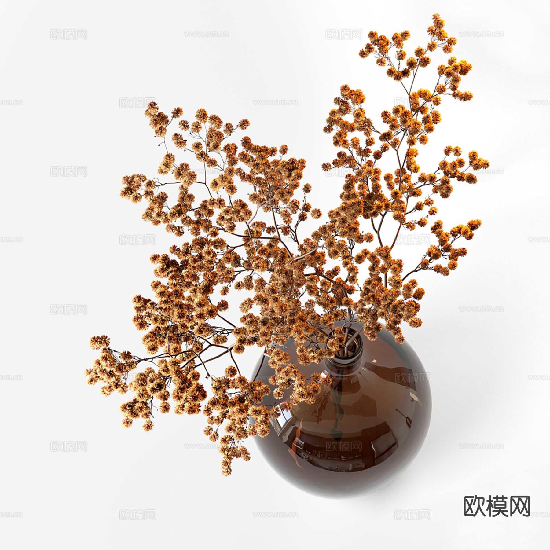 现代花瓶 花艺 干花 插花su模型