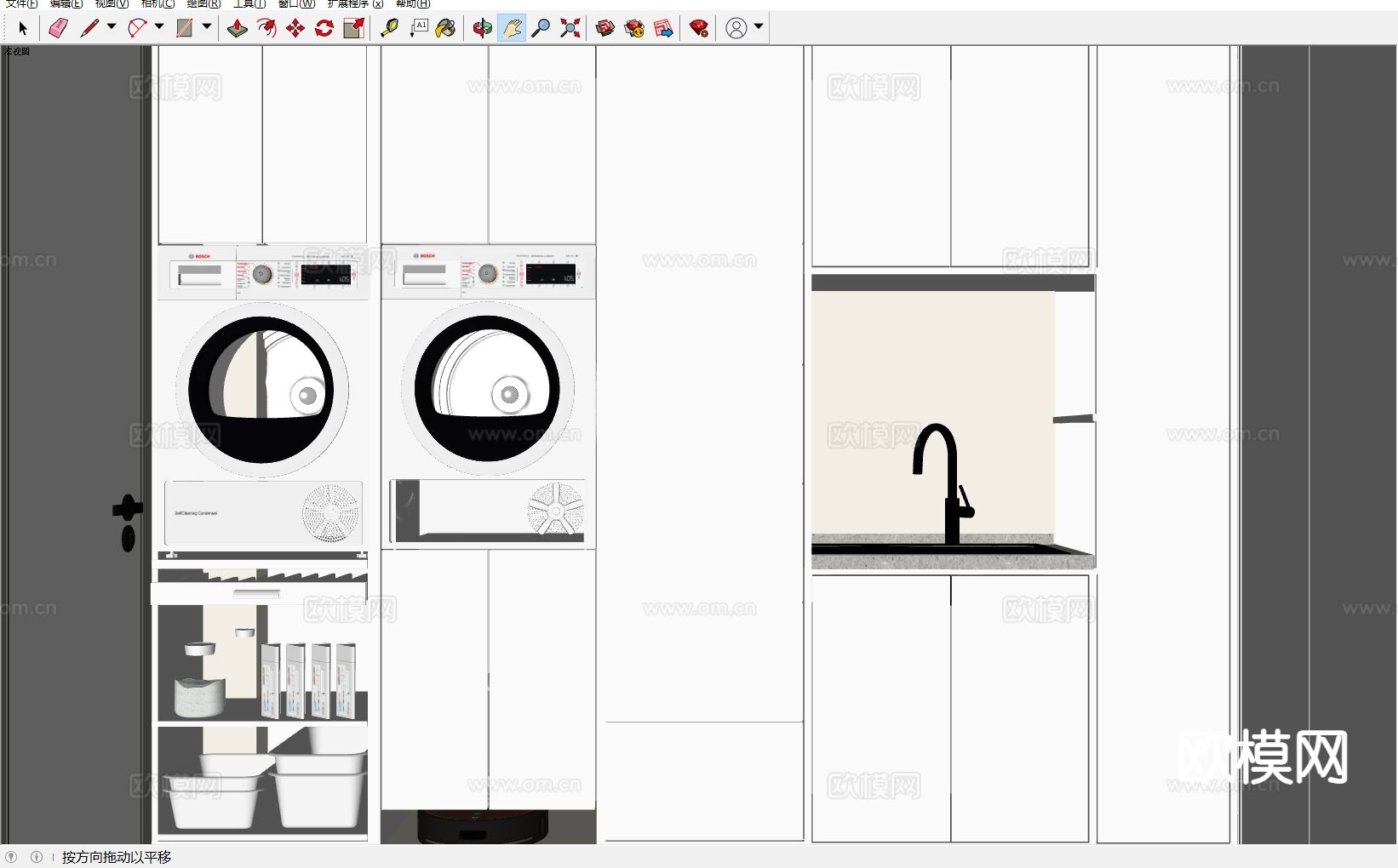 现代卫生间 洗衣房su模型