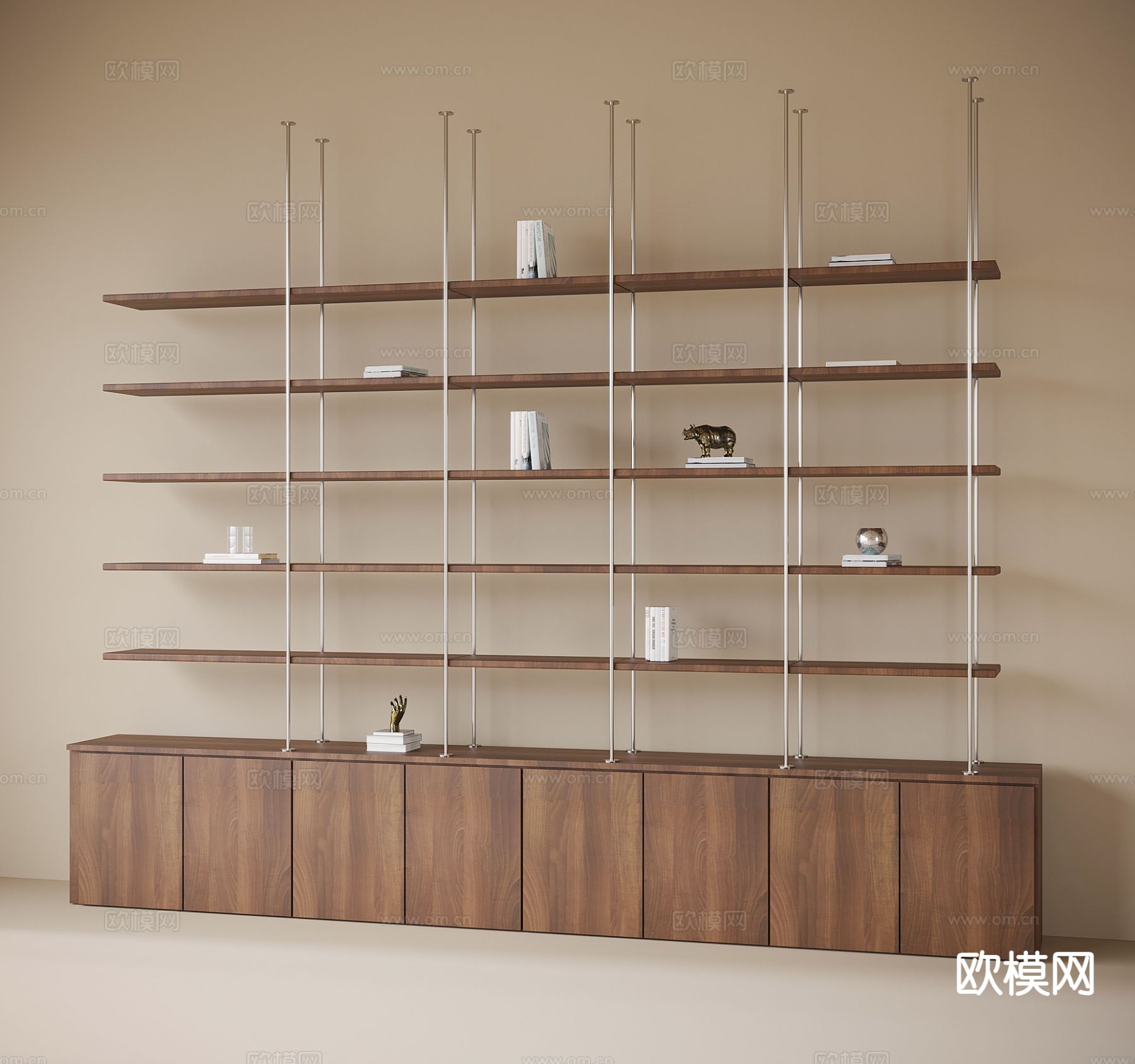 现代书架 置物架su模型下载（渲染图2）