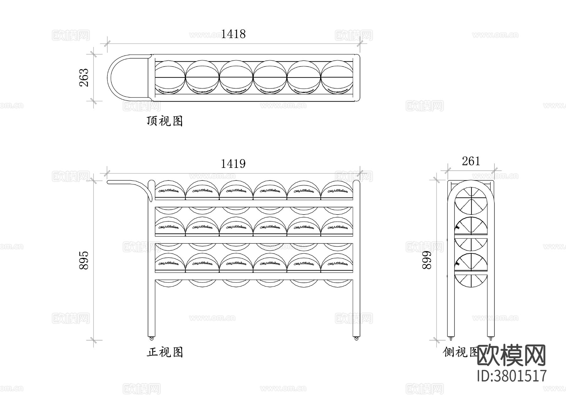 篮球架平面图 篮球架CAD三视图