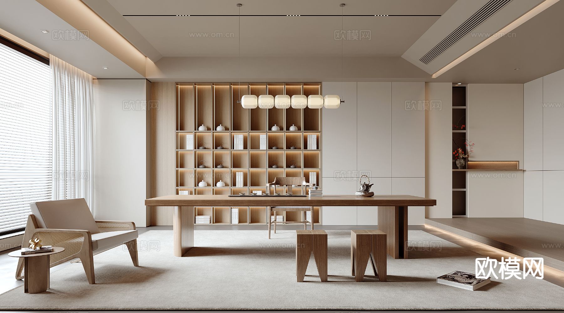 新中式茶室3d模型下载