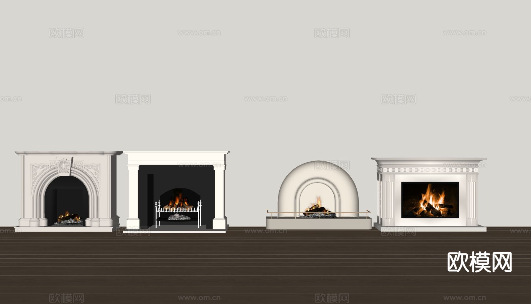Folia现代壁炉 火焰火炉su模型