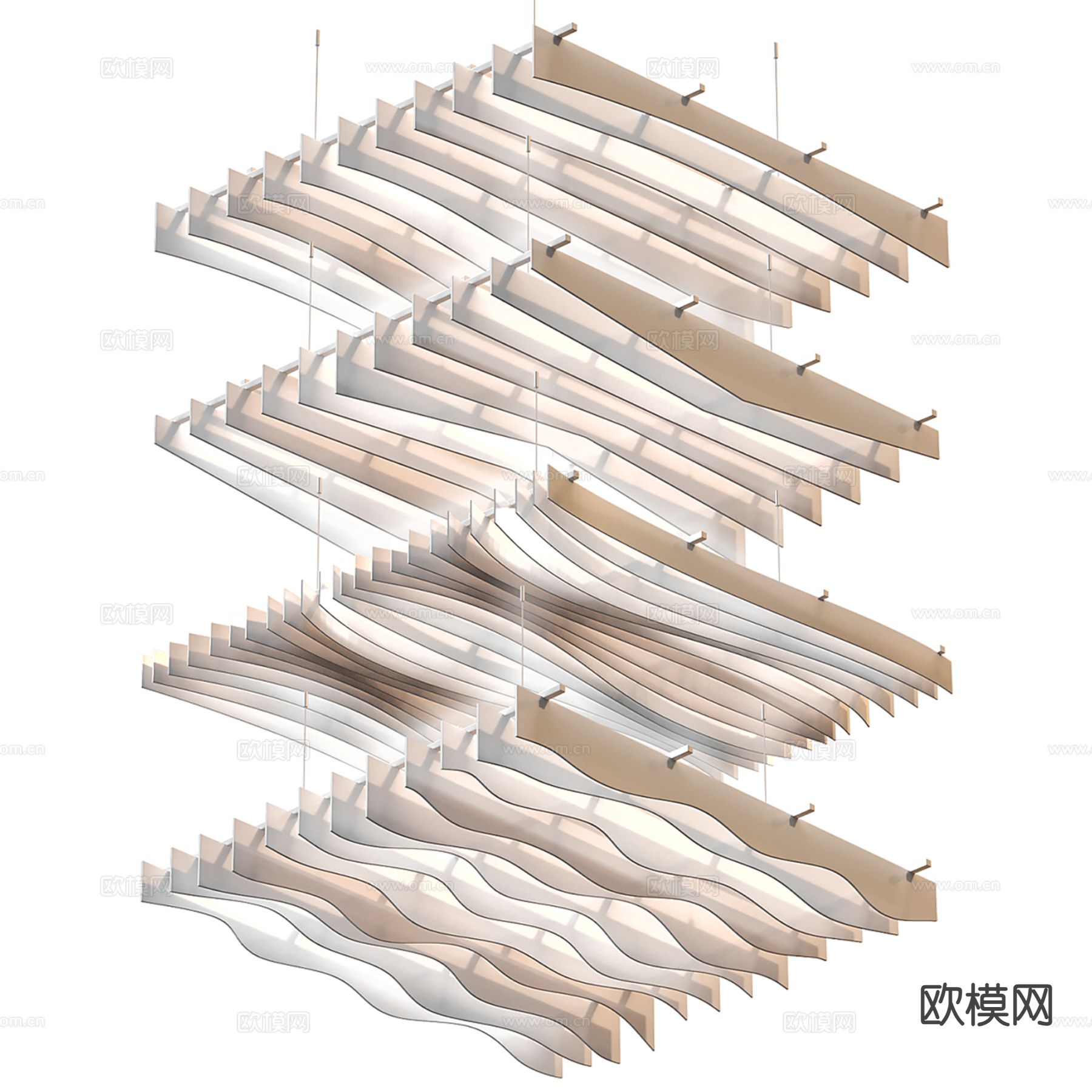 弧形吊顶 格栅吊顶 天花su模型