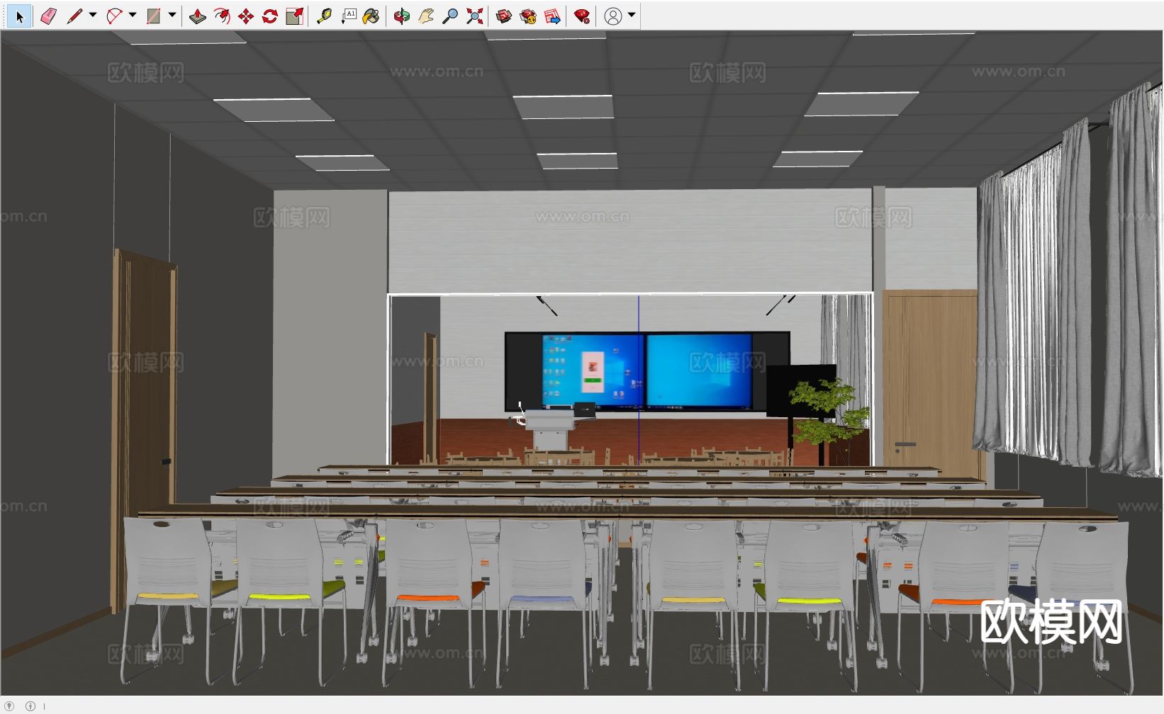 现代学校 多媒体教室su模型