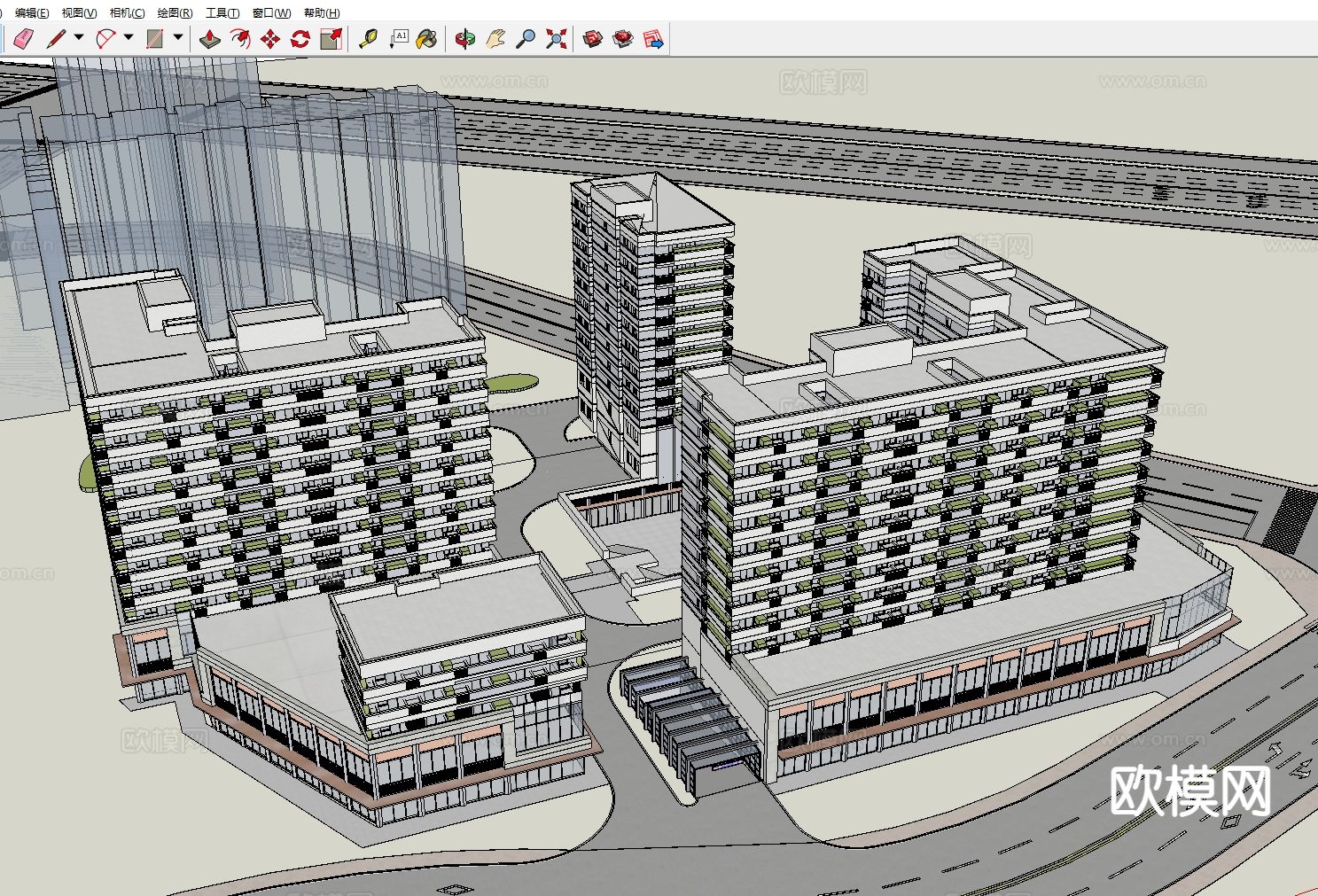 办公楼鸟瞰su模型