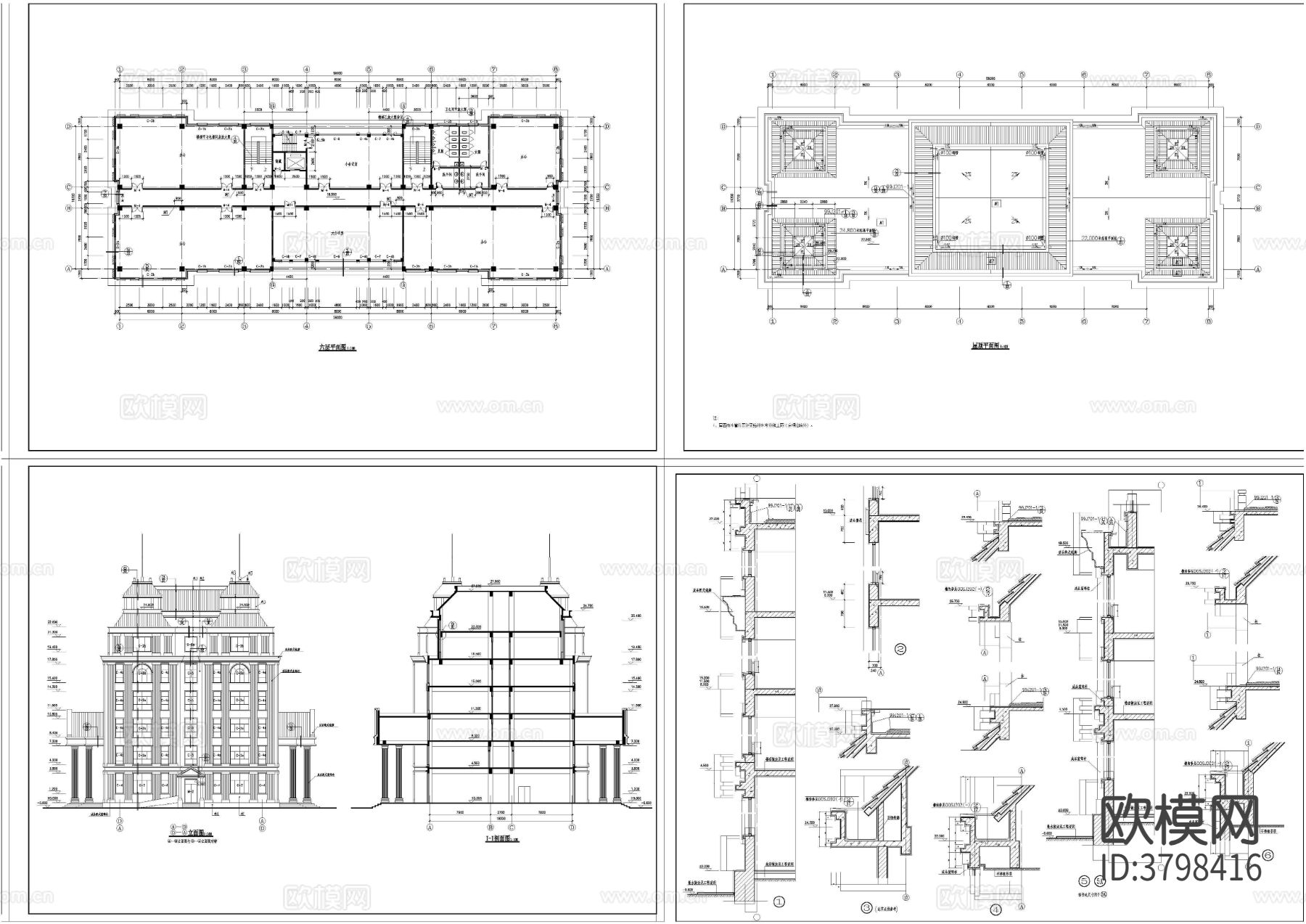 欧式办公楼CAD施工图下载