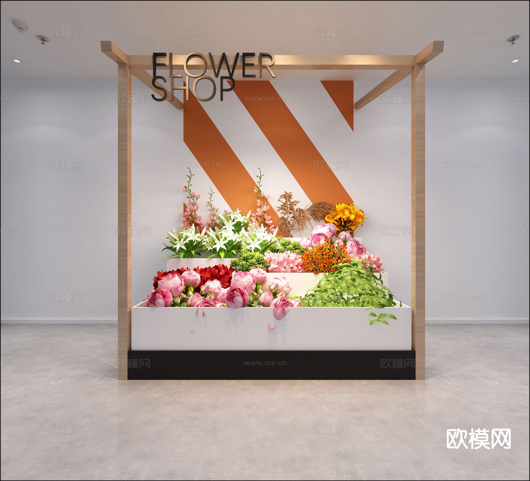 北欧花架 花坛 鲜花 花店3d模型