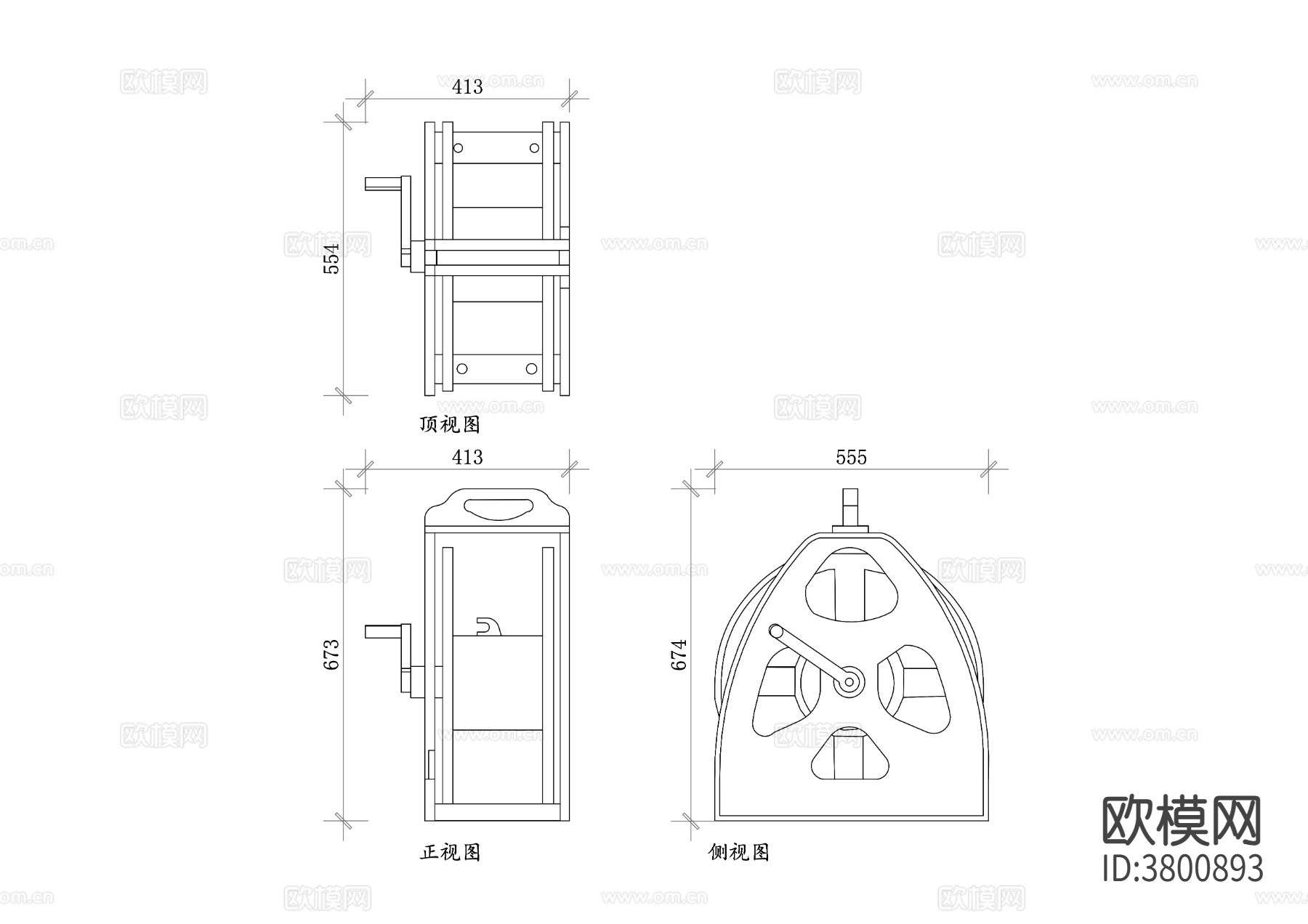 卷线器平面图 卷线器CAD三视图