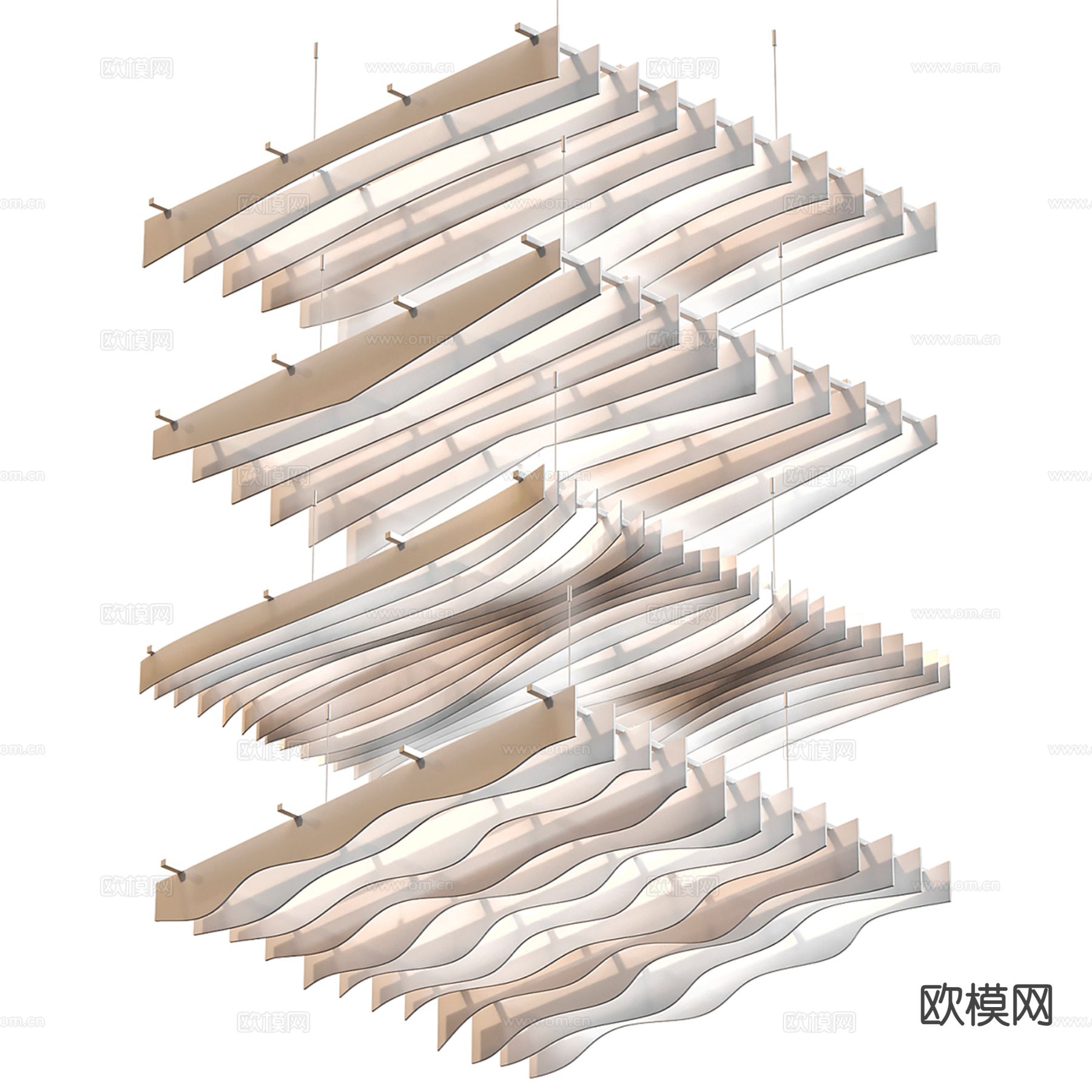 弧形吊顶 格栅吊顶 天花su模型