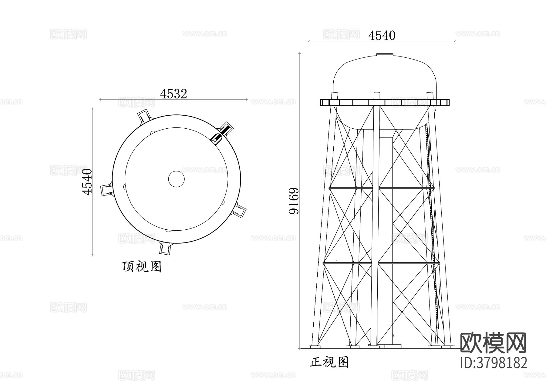 高位水箱平面图 水箱结构图