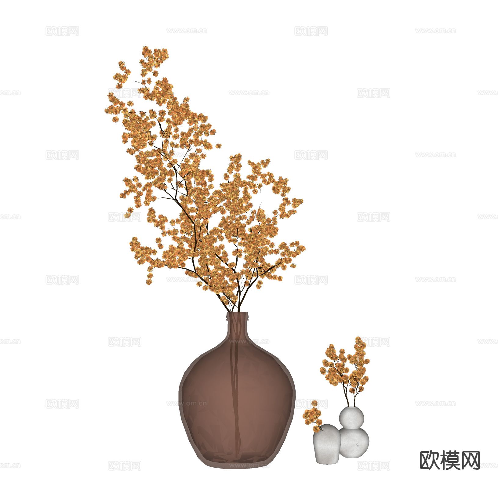 现代花瓶 花艺 干花 插花su模型