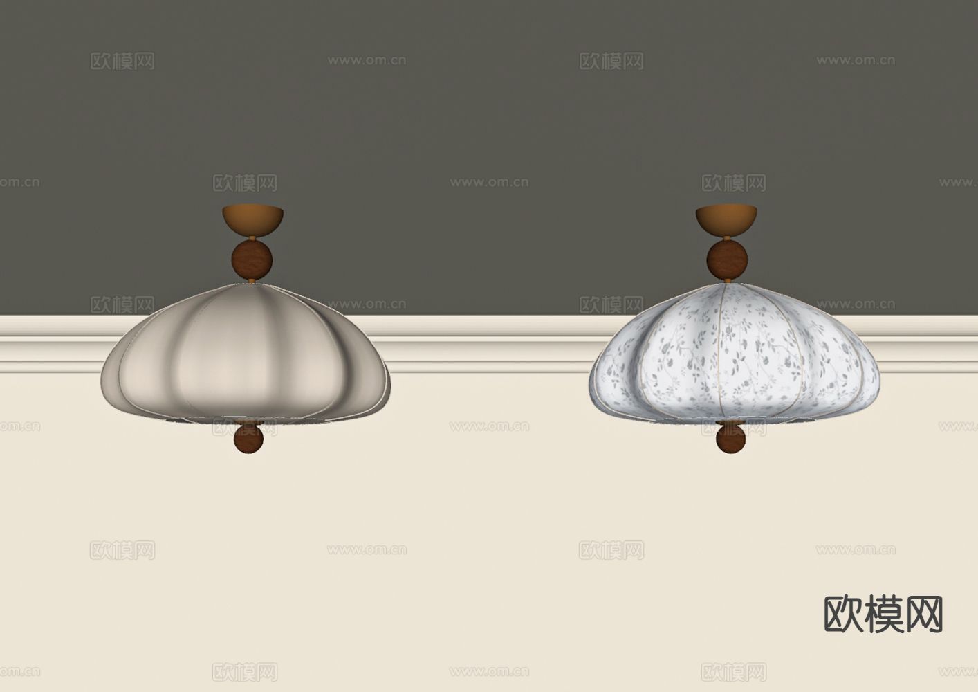 法式吸顶灯 卧室灯su模型下载（渲染图1）