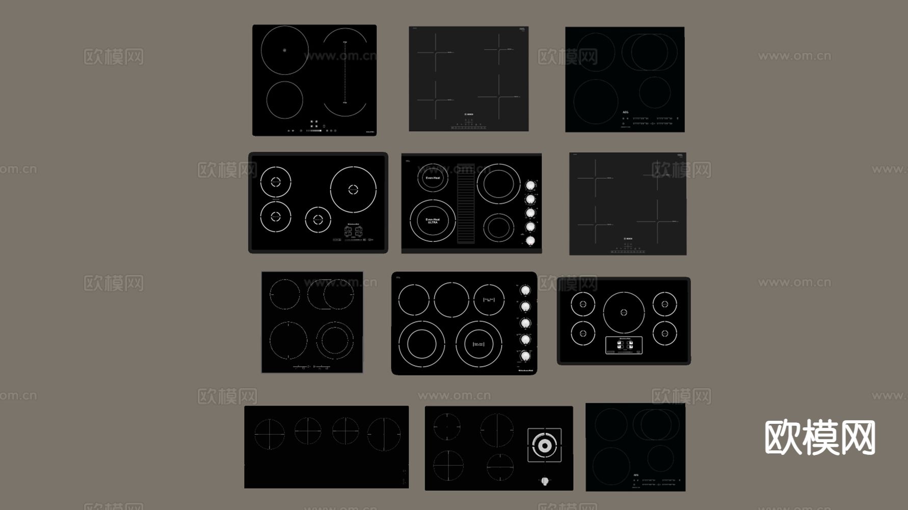 嵌入式电磁炉 厨房灶具su模型