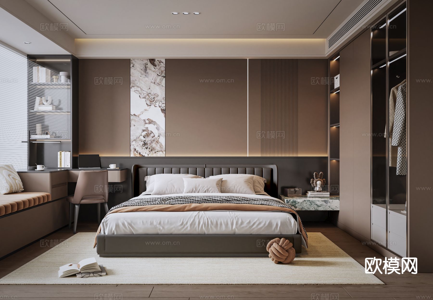 意式风卧室 主卧su模型下载（渲染图2）