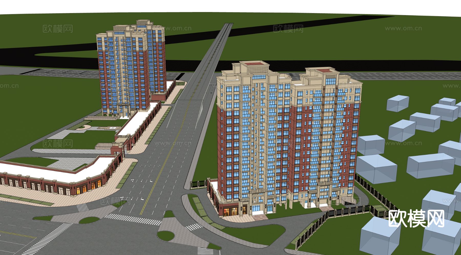 住宅楼外观 沿街商业su模型