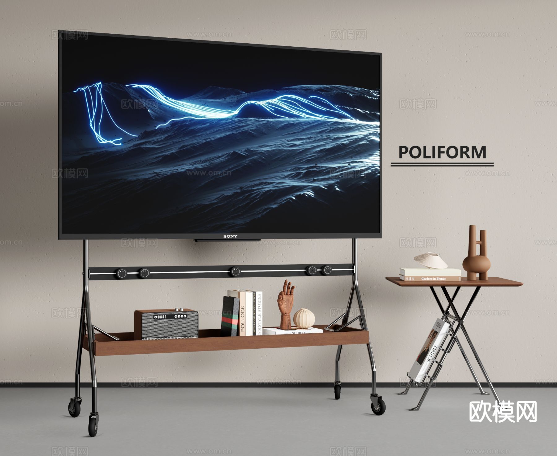 电视 移动电视 电视支架3d模型下载