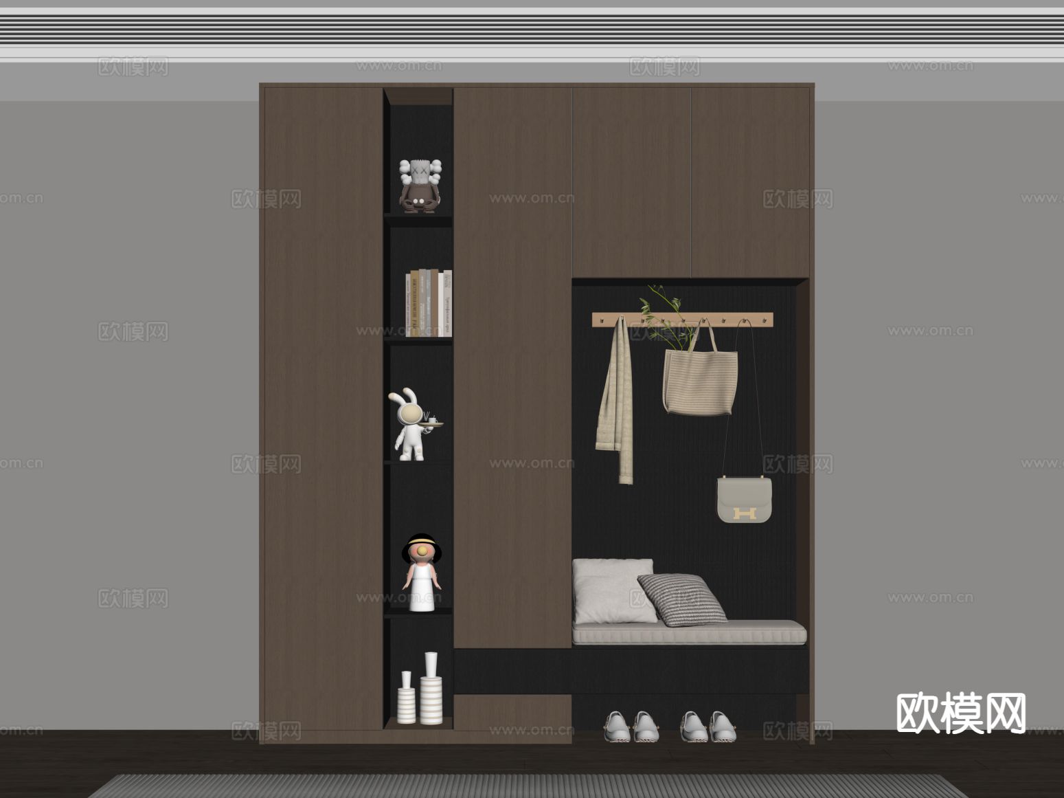 意式鞋柜 入户鞋柜su模型下载（渲染图1）