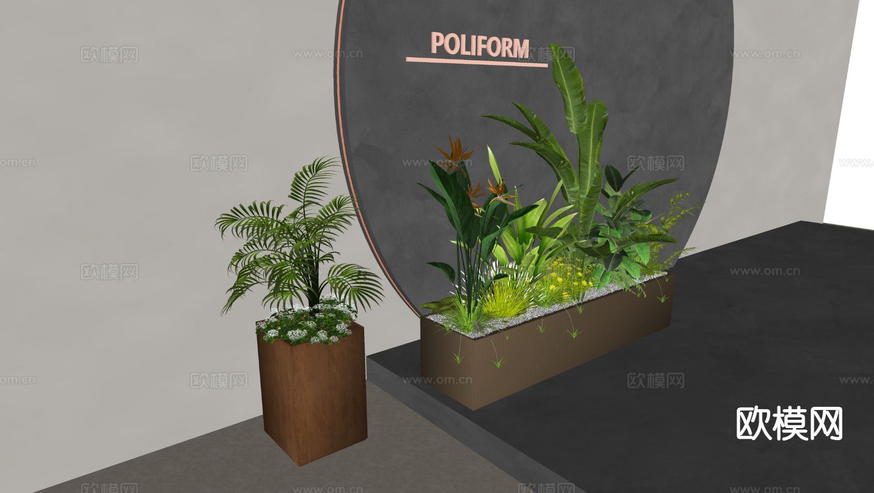 植物堆 绿植盆栽 移动花池su模型