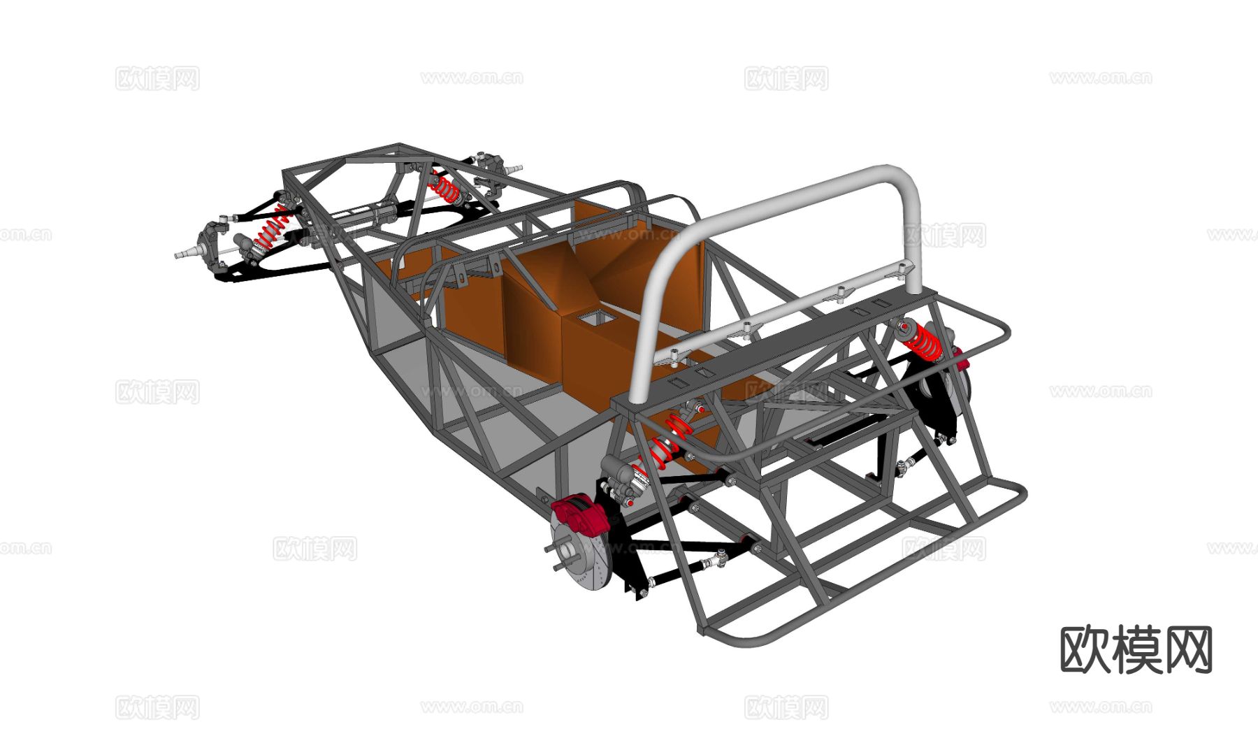 钢管车架 赛车车架su模型