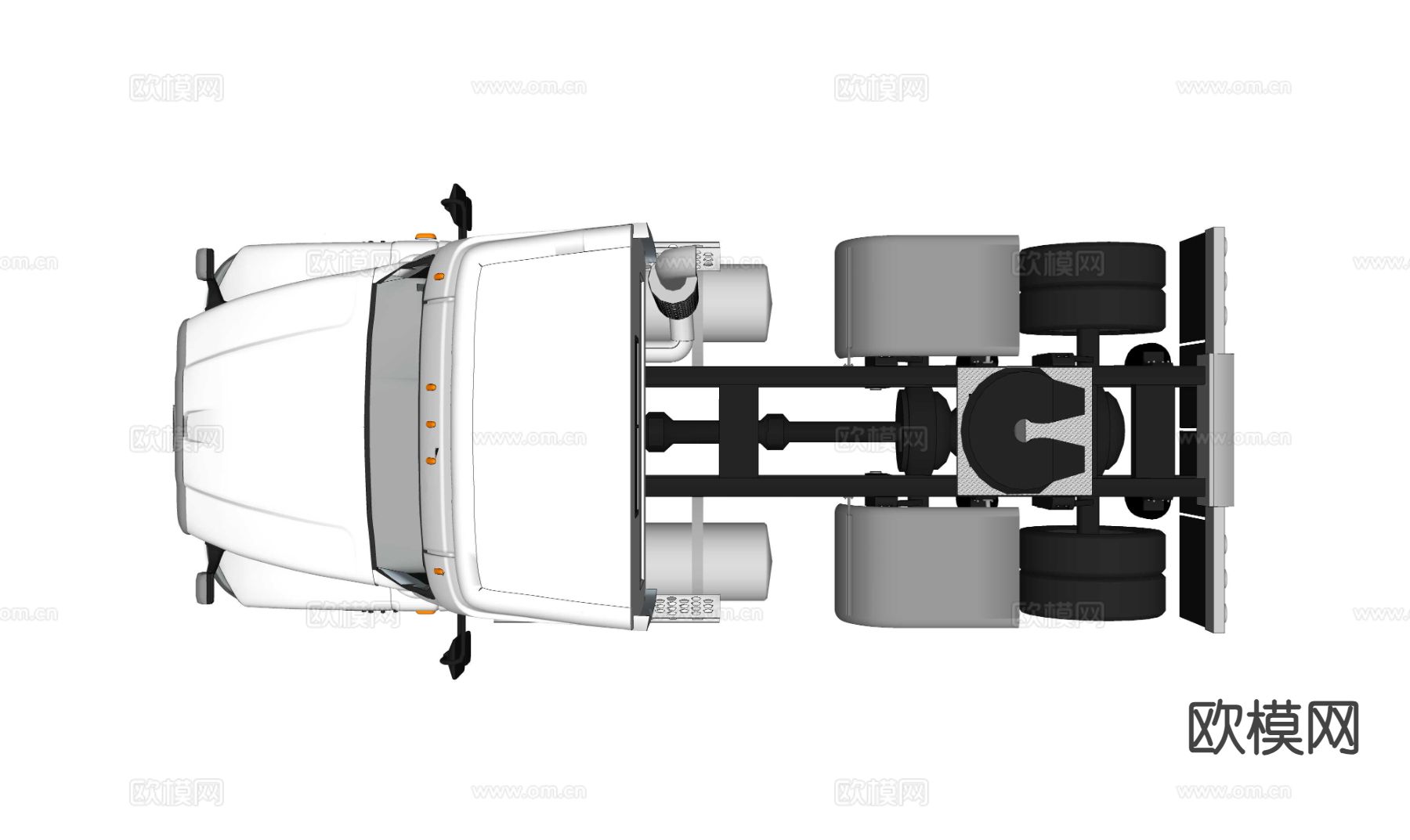 卡车 牵引车 拖车头su模型