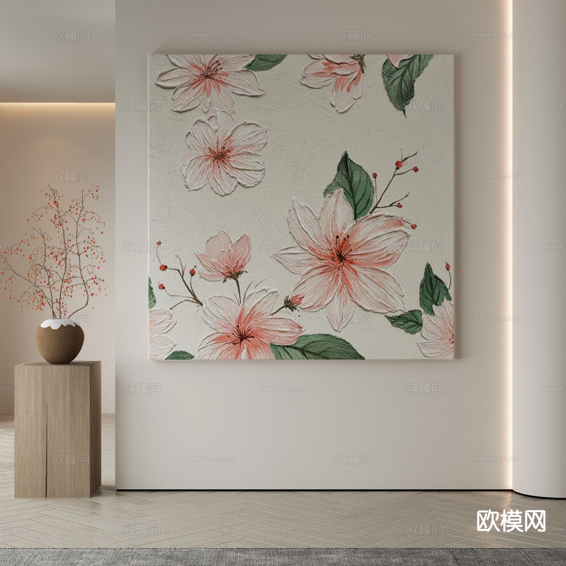 现代装饰画 花朵挂画 油画3d模型