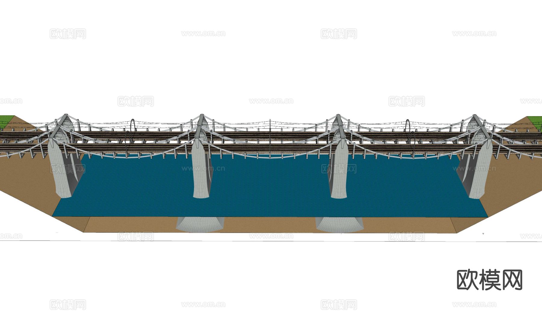 跨河大桥 立交桥su模型