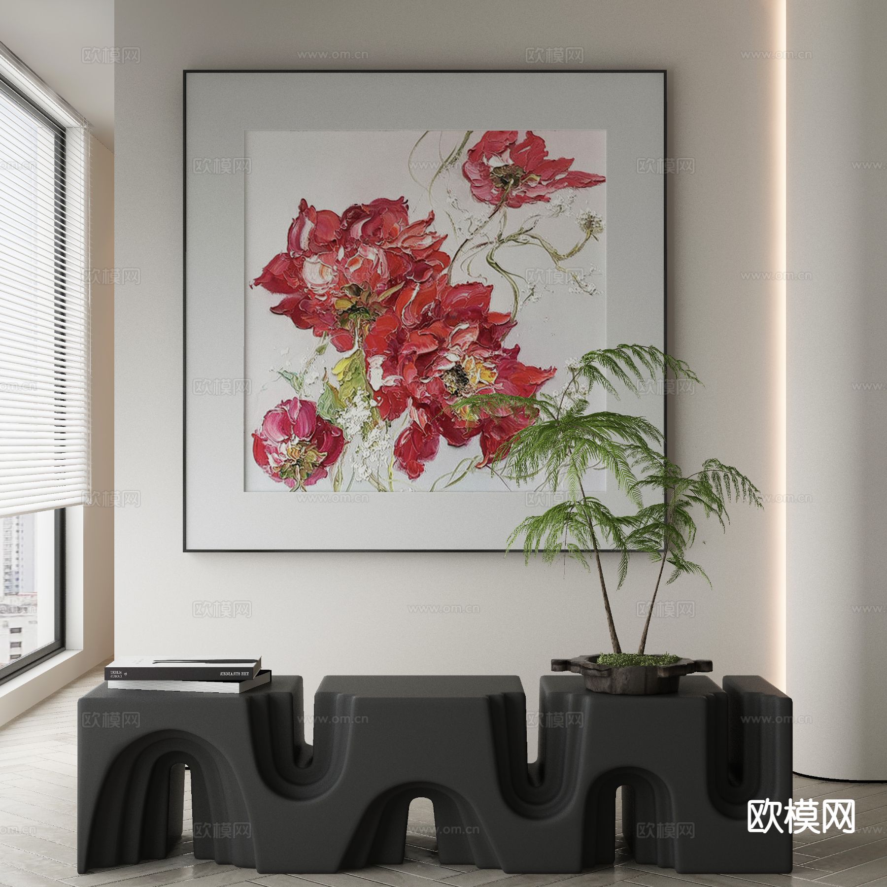 现代装饰画 花朵挂画3d模型