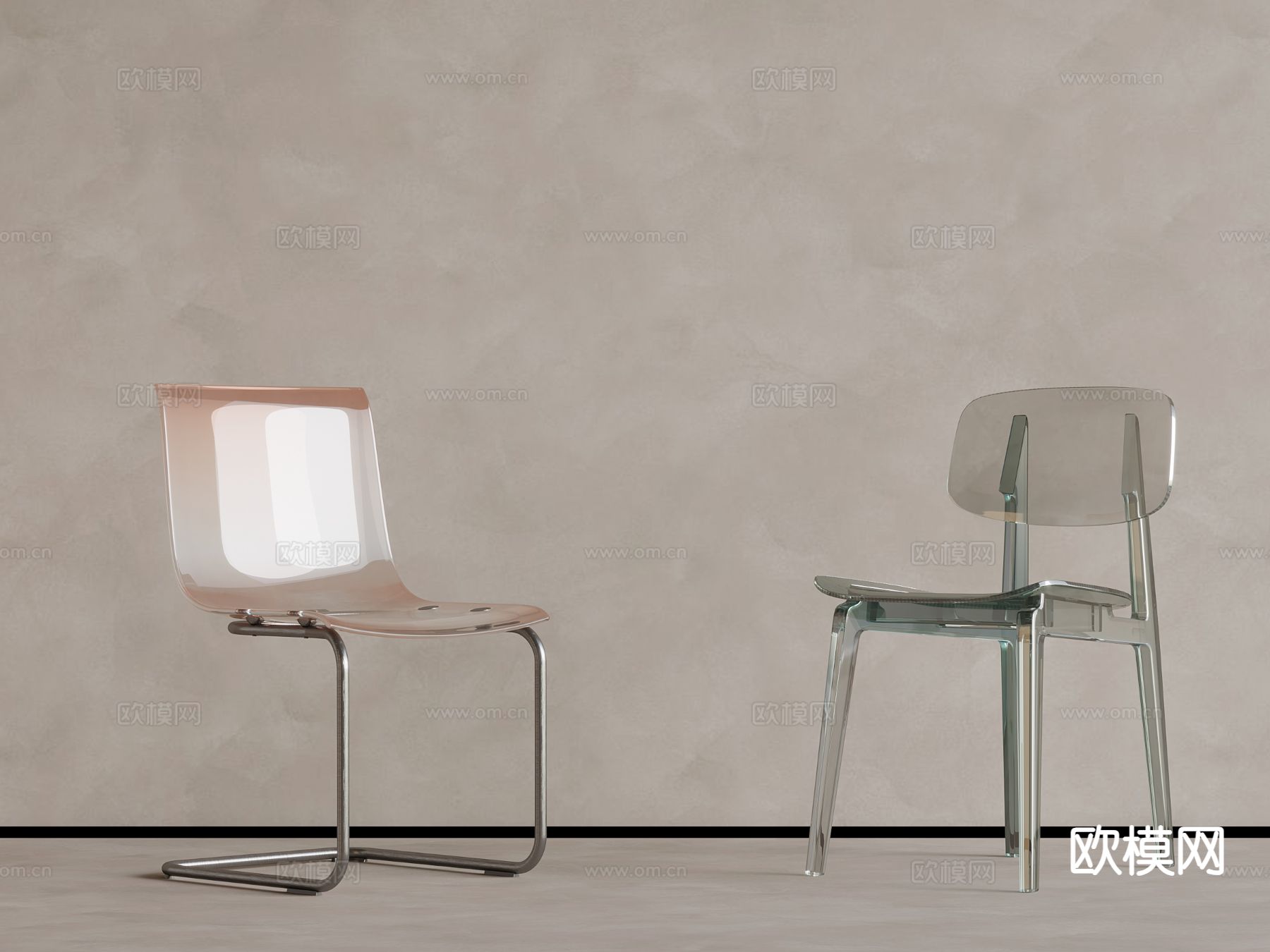 亚克力椅子 休闲椅su模型下载（渲染图2）