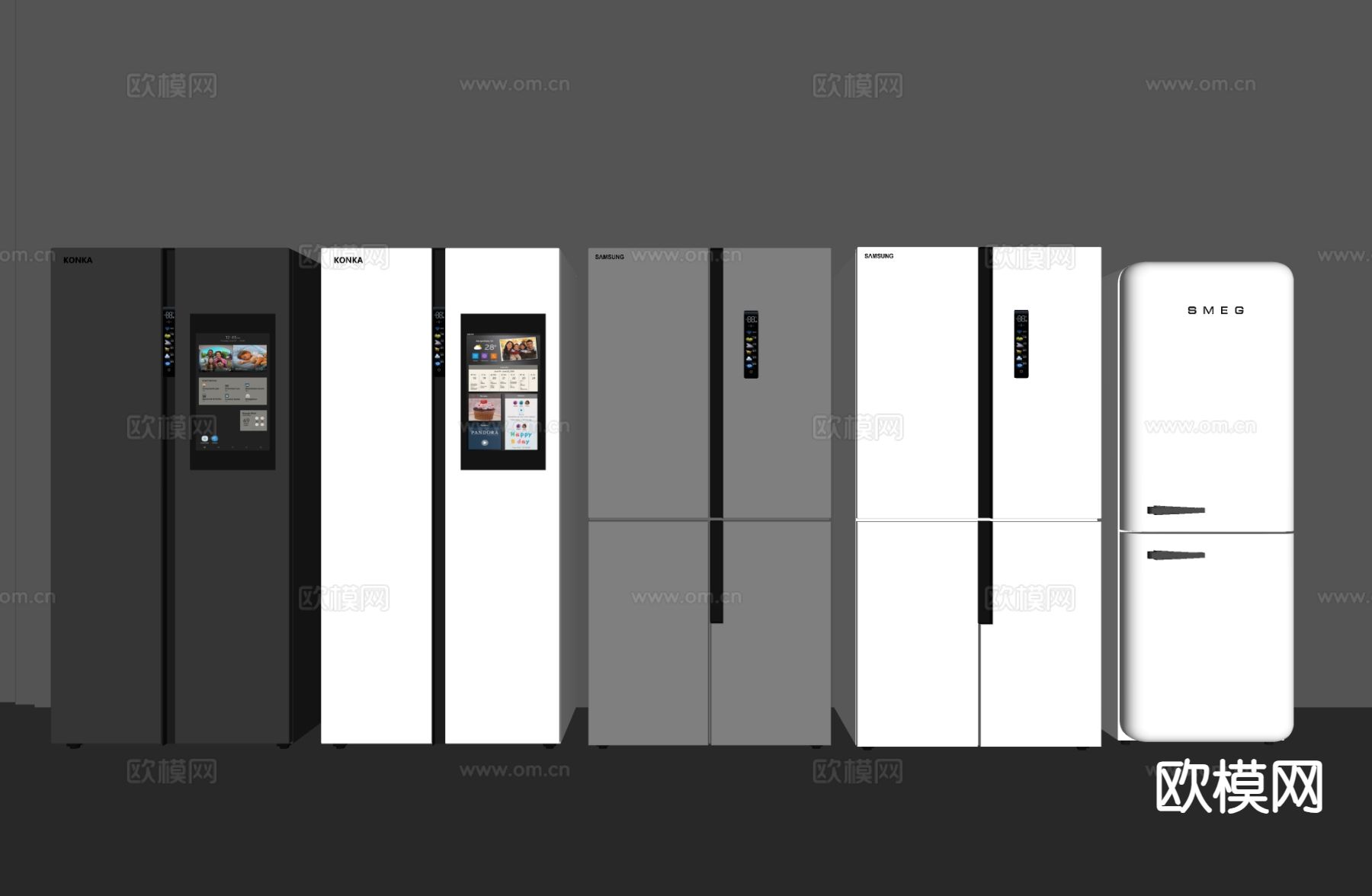 现代冰箱 双开门冰箱su模型