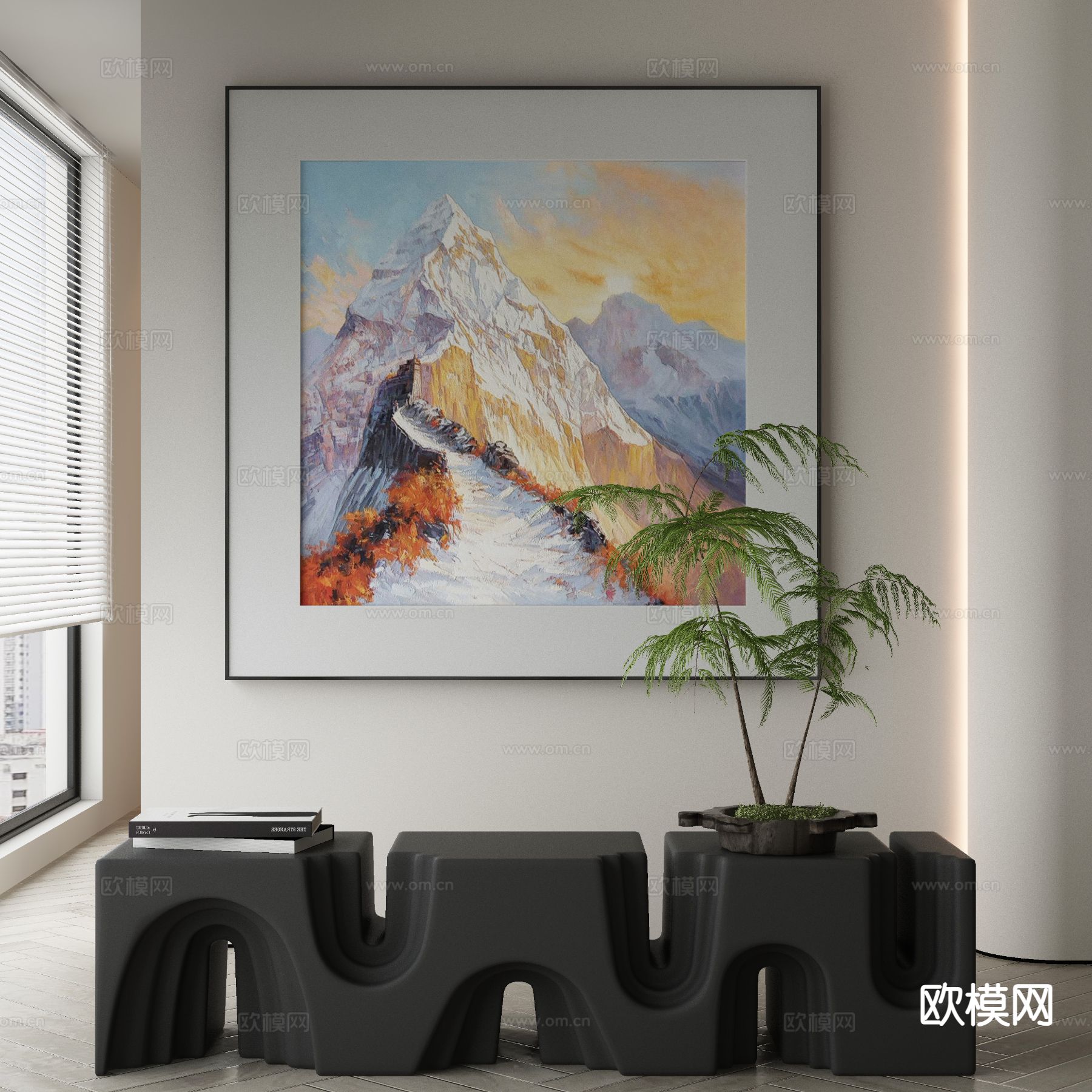 现代装饰画 油画 山水画3d模型