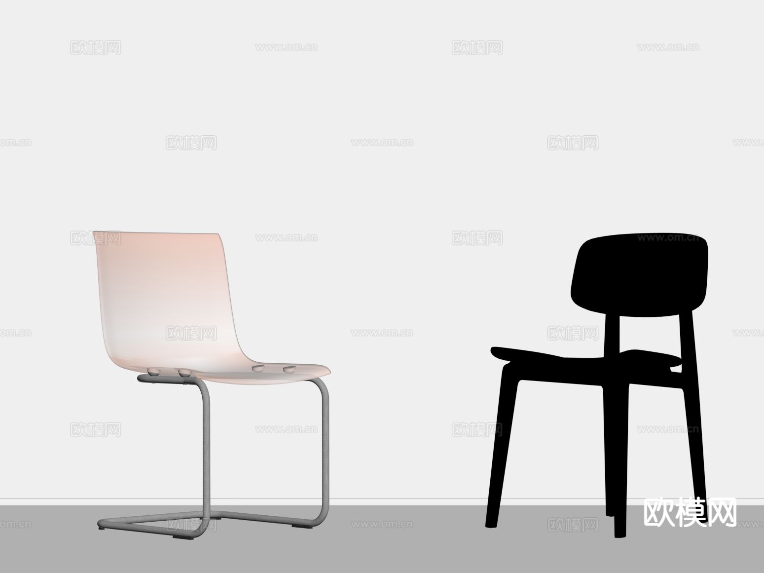 亚克力椅子 休闲椅su模型下载（渲染图1）