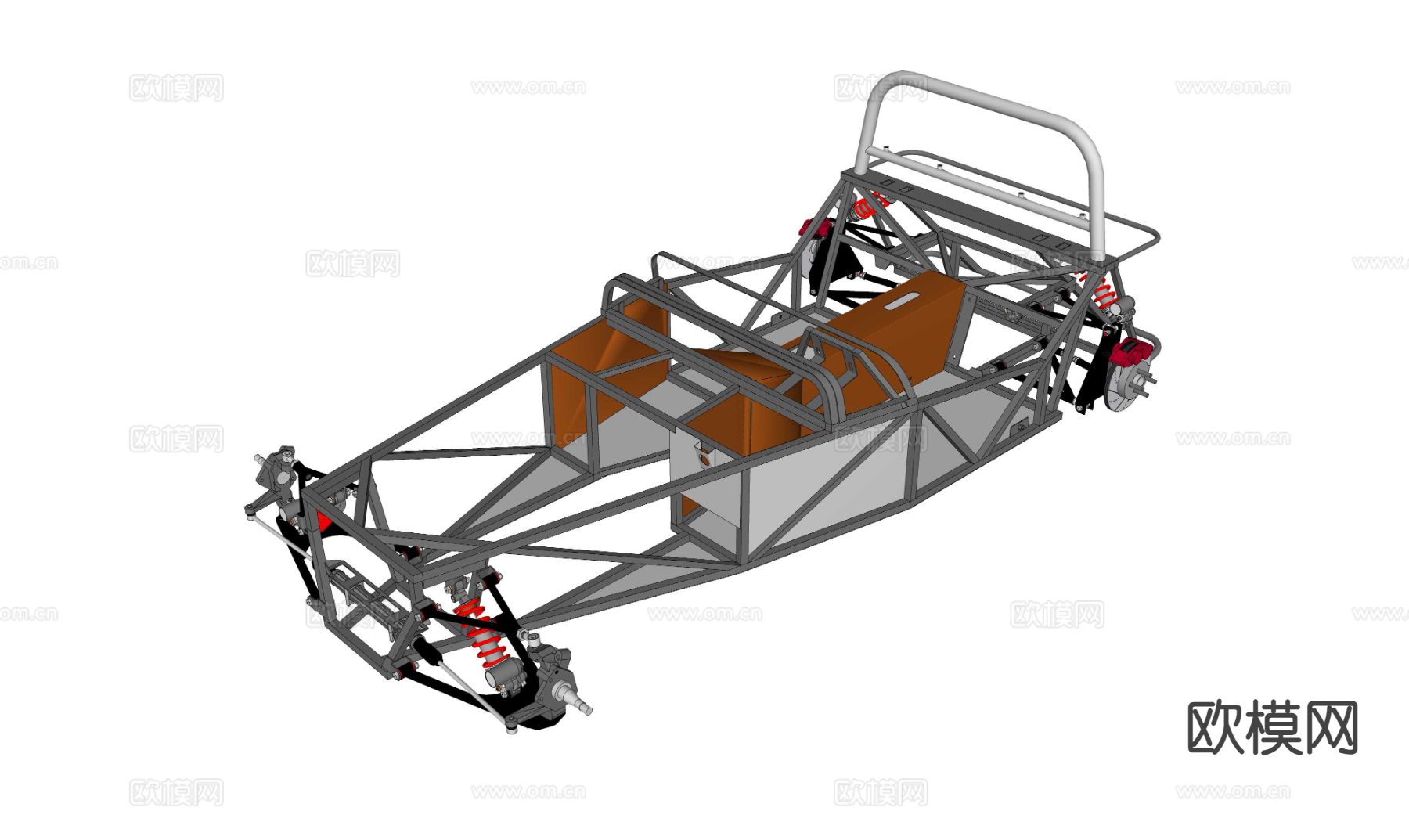 钢管车架 赛车车架su模型