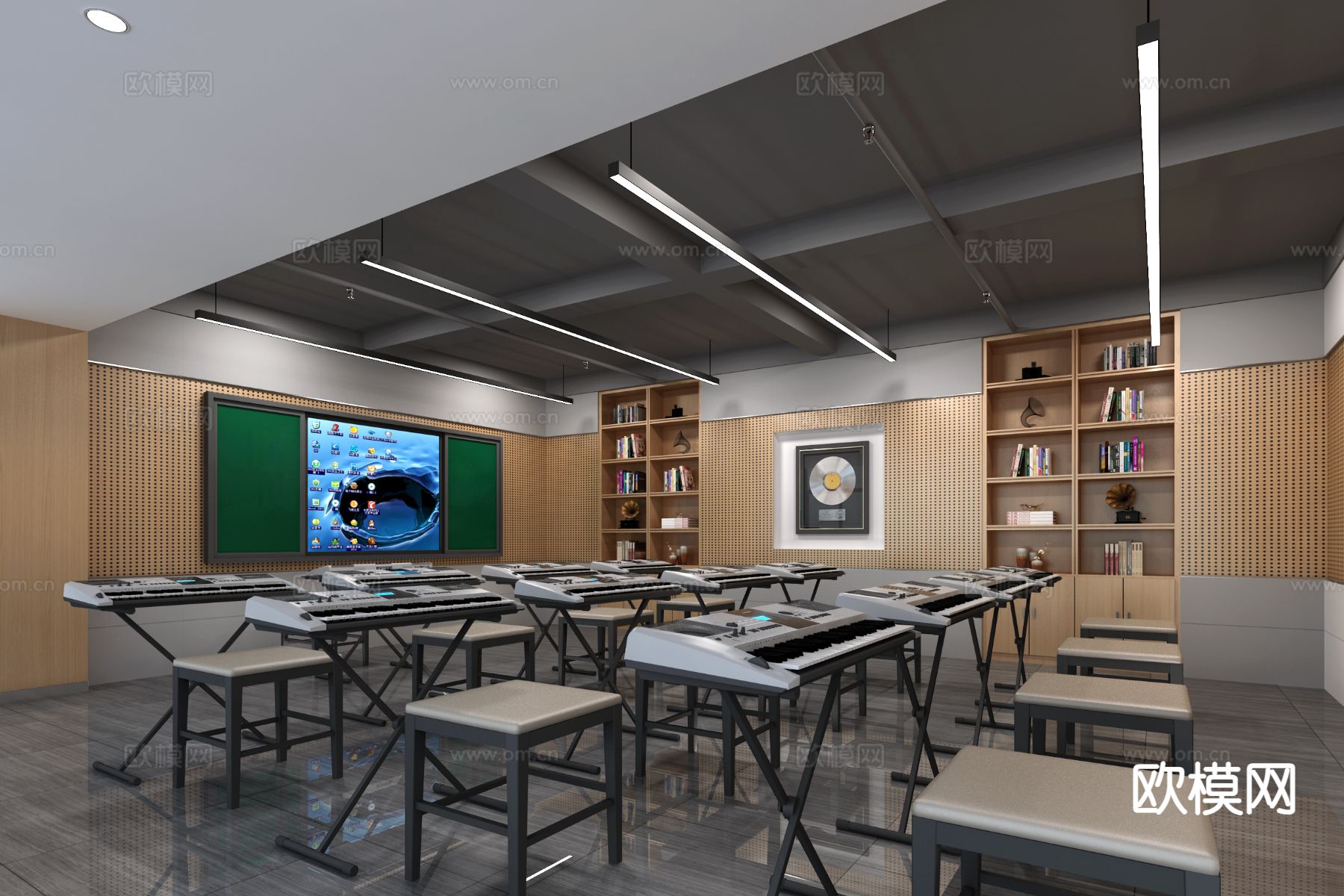 现代学校 器乐室3d模型下载