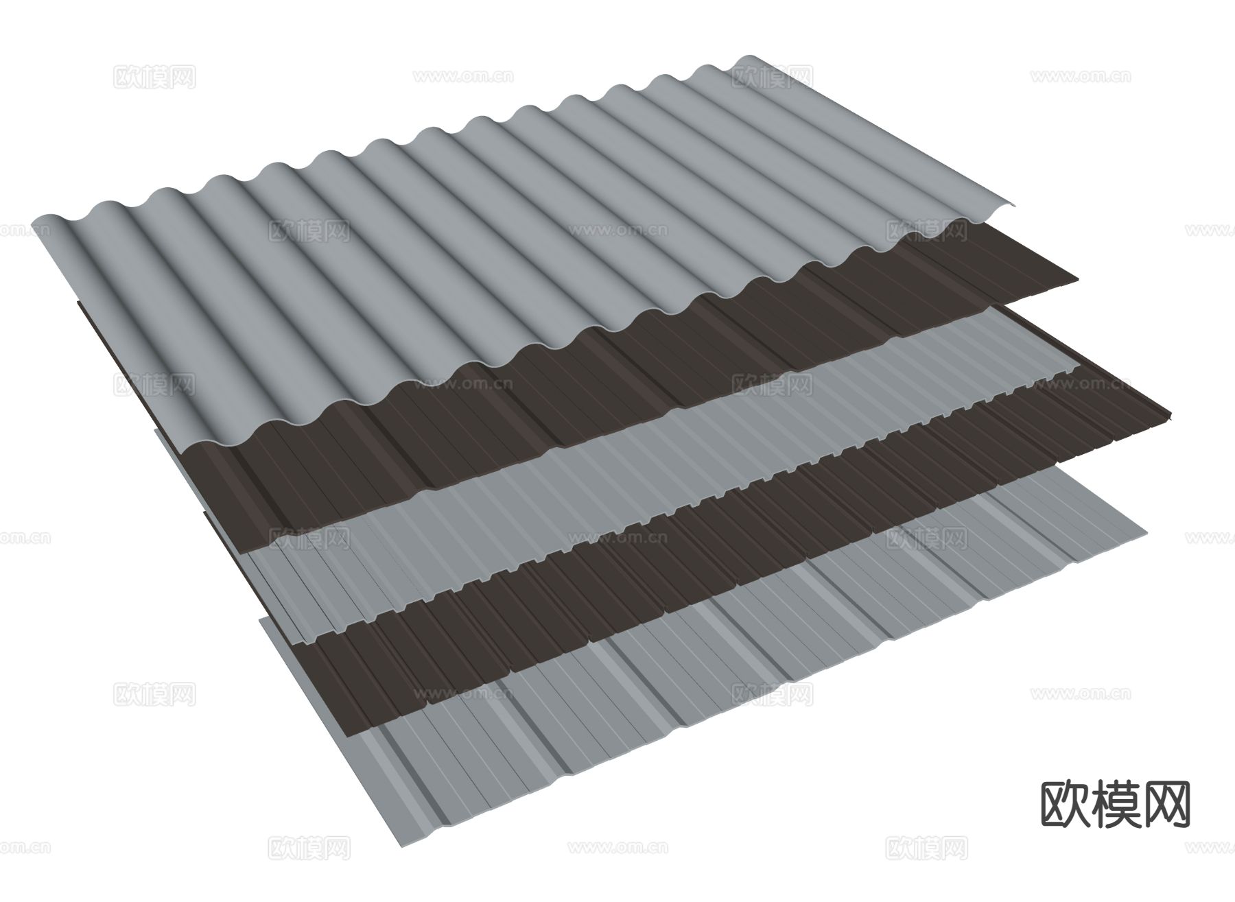 彩钢瓦 铁板瓦 铁皮瓦su模型