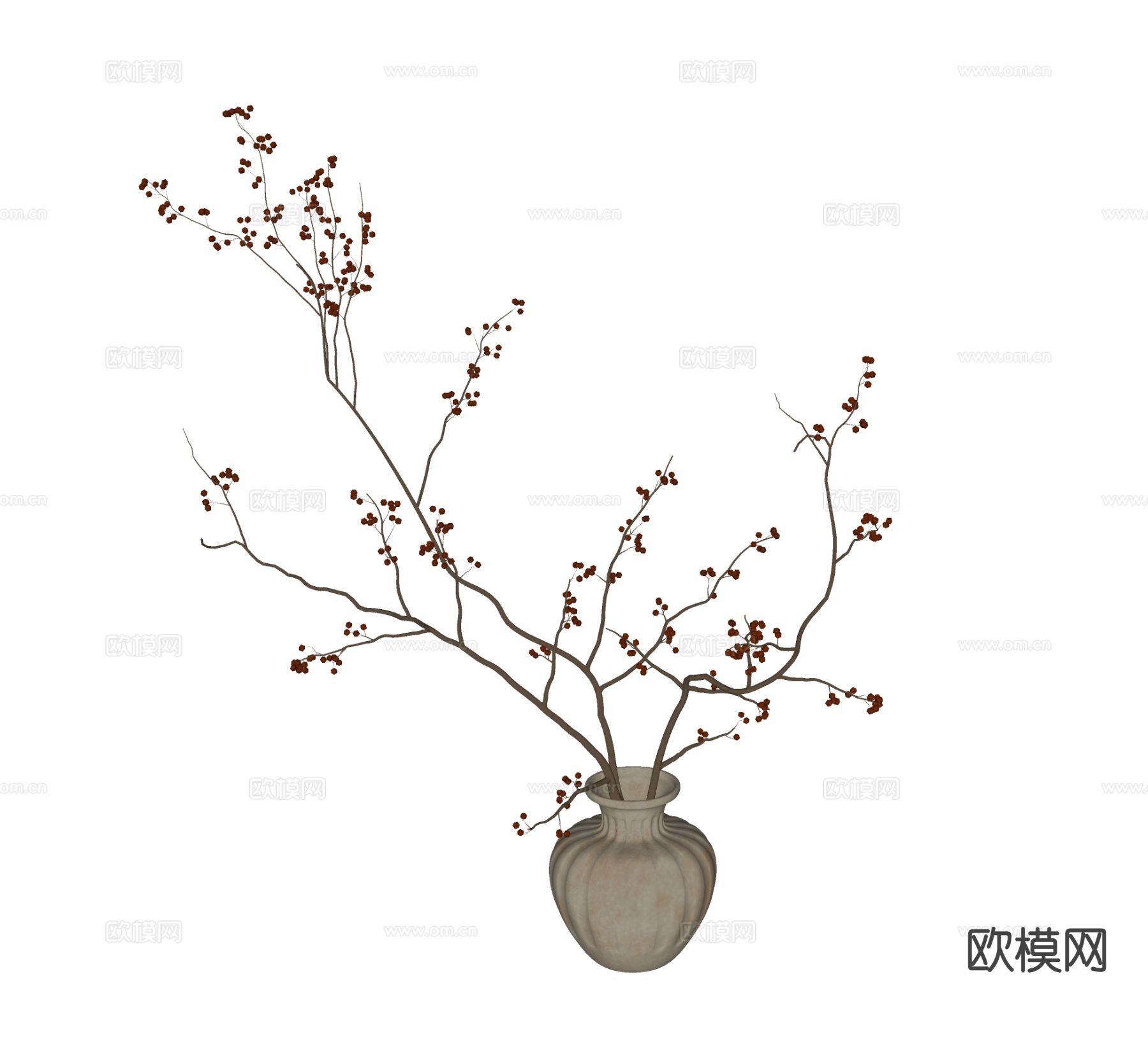 现代花瓶 花艺 干花 插花su模型