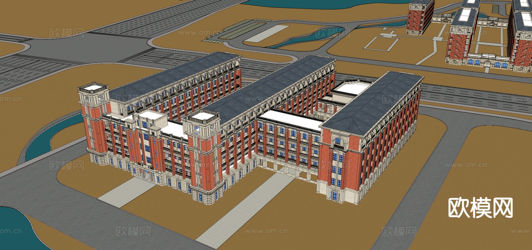 学校外观 教学楼su模型