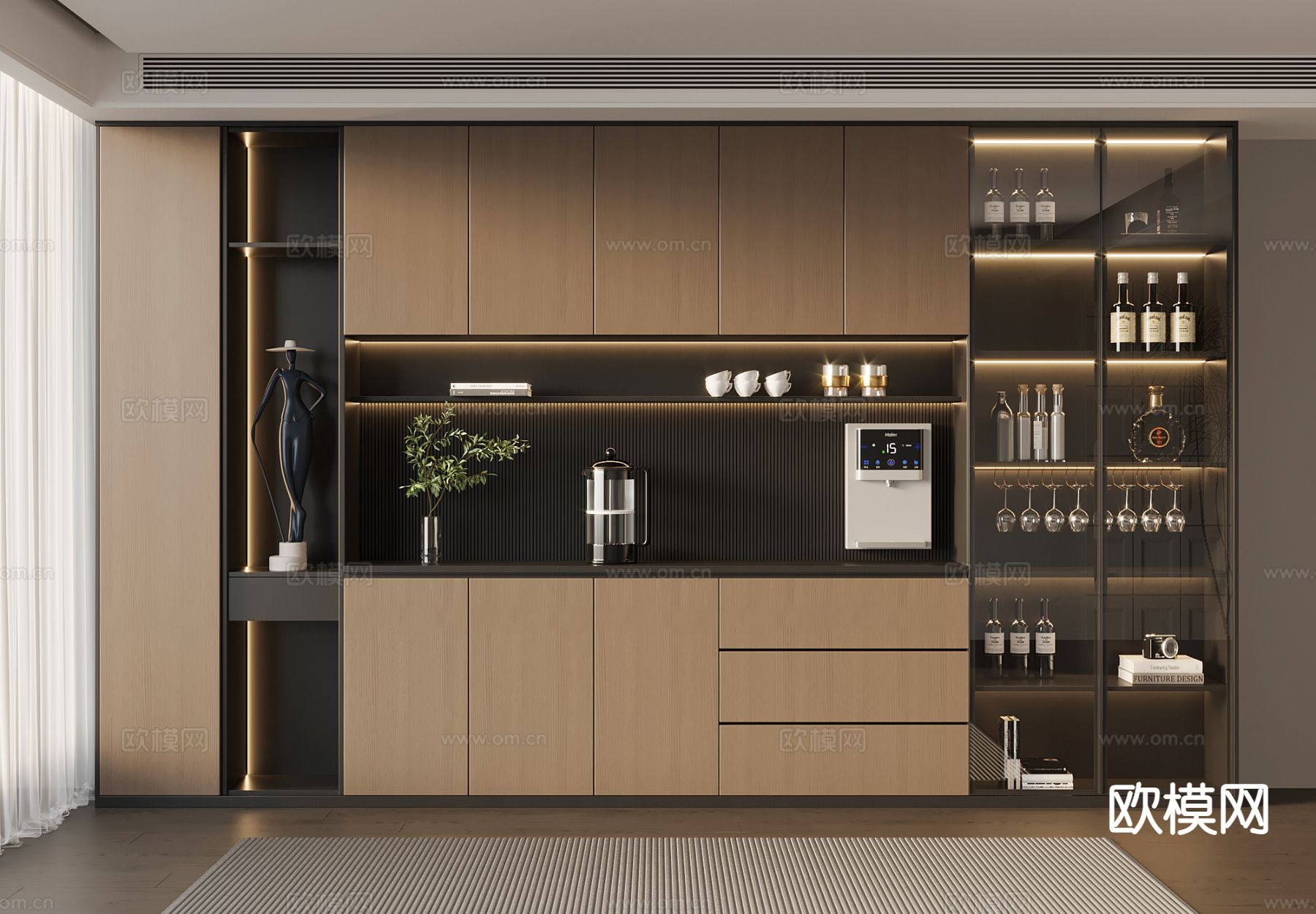 意式酒柜 餐边柜3d模型下载