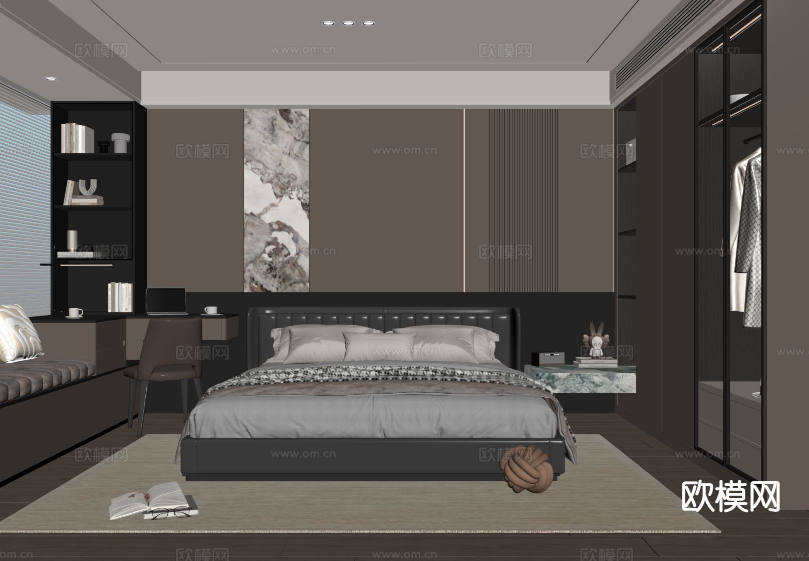 意式风卧室 主卧su模型下载（渲染图1）