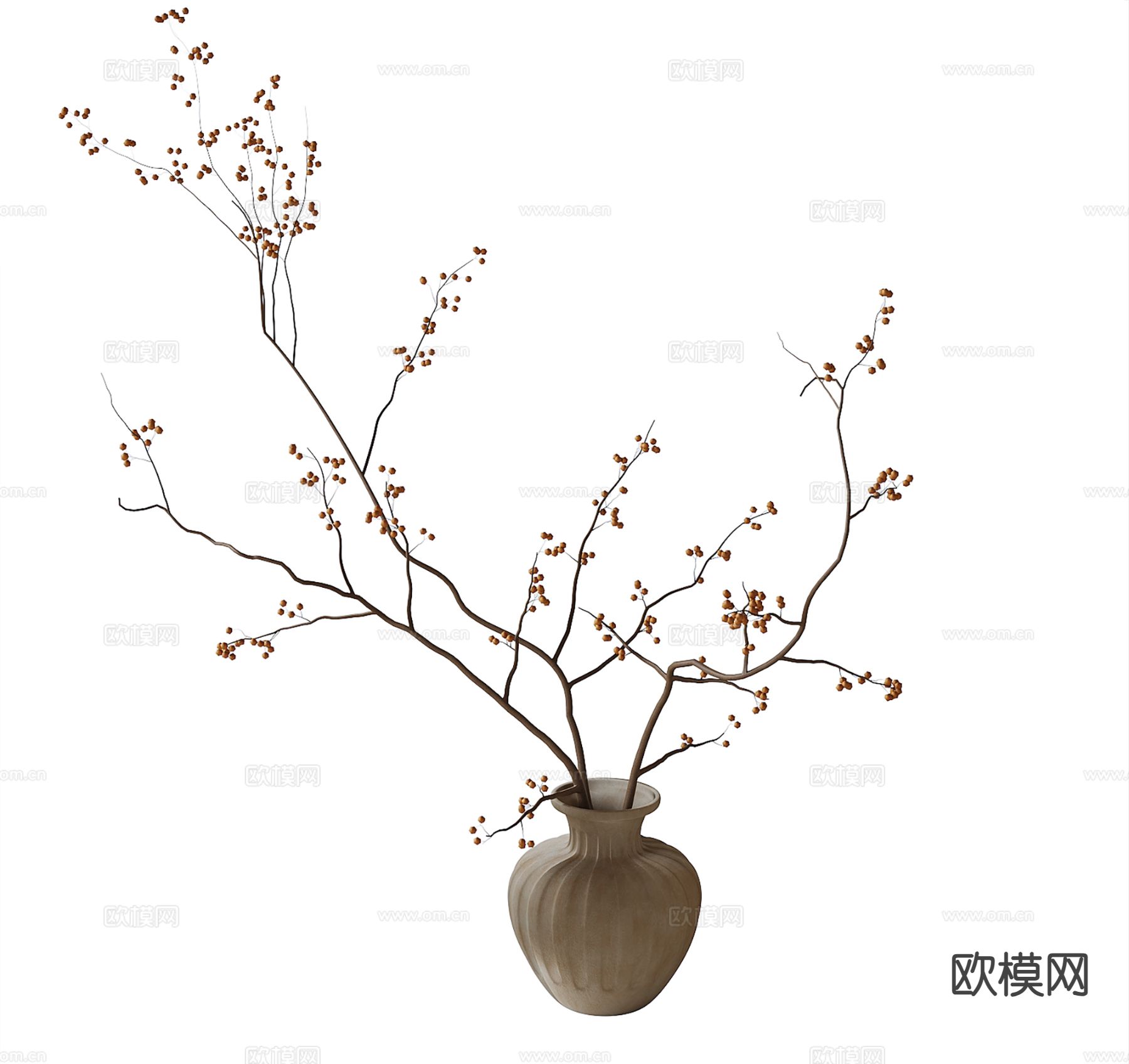 现代花瓶 花艺 干花 插花su模型