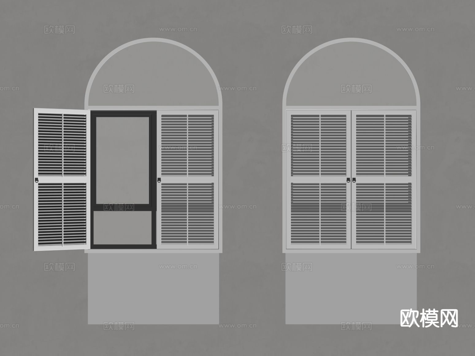 窗户 百叶窗 拱形窗su模型