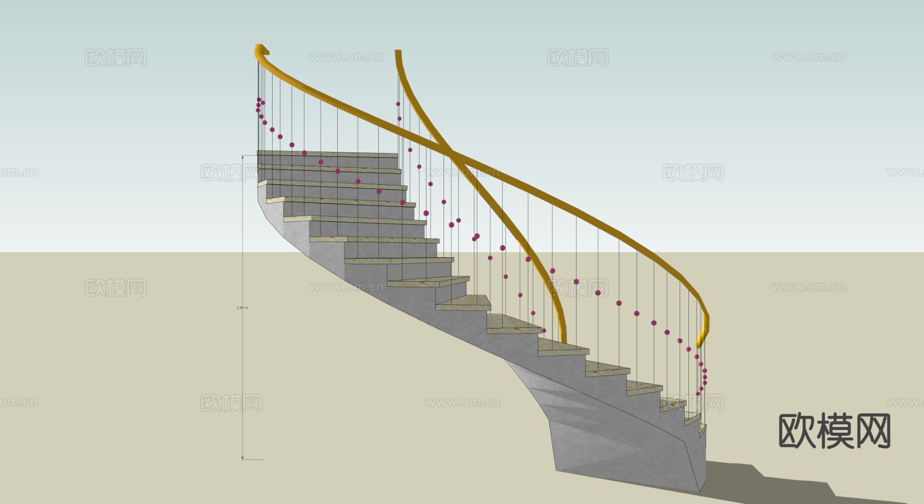 旋转楼梯 扶手楼梯su模型